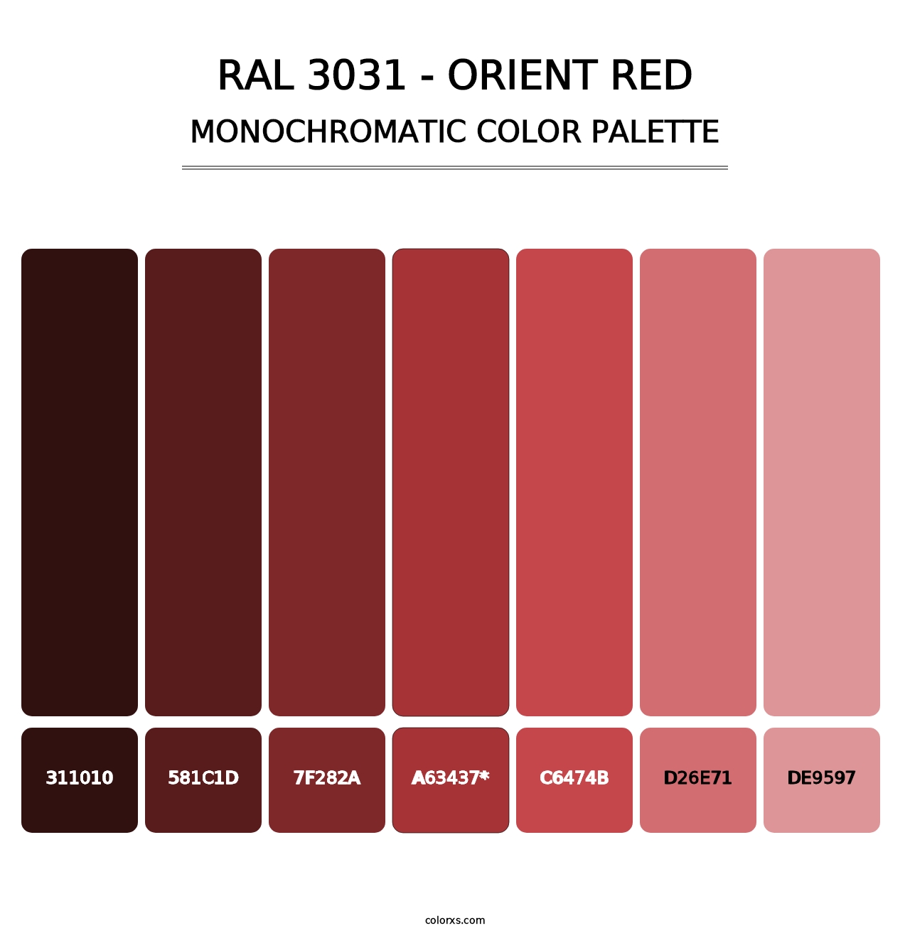 RAL 3031 - Orient Red - Monochromatic Color Palette