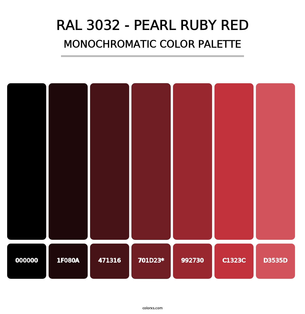 RAL 3032 - Pearl Ruby Red - Monochromatic Color Palette