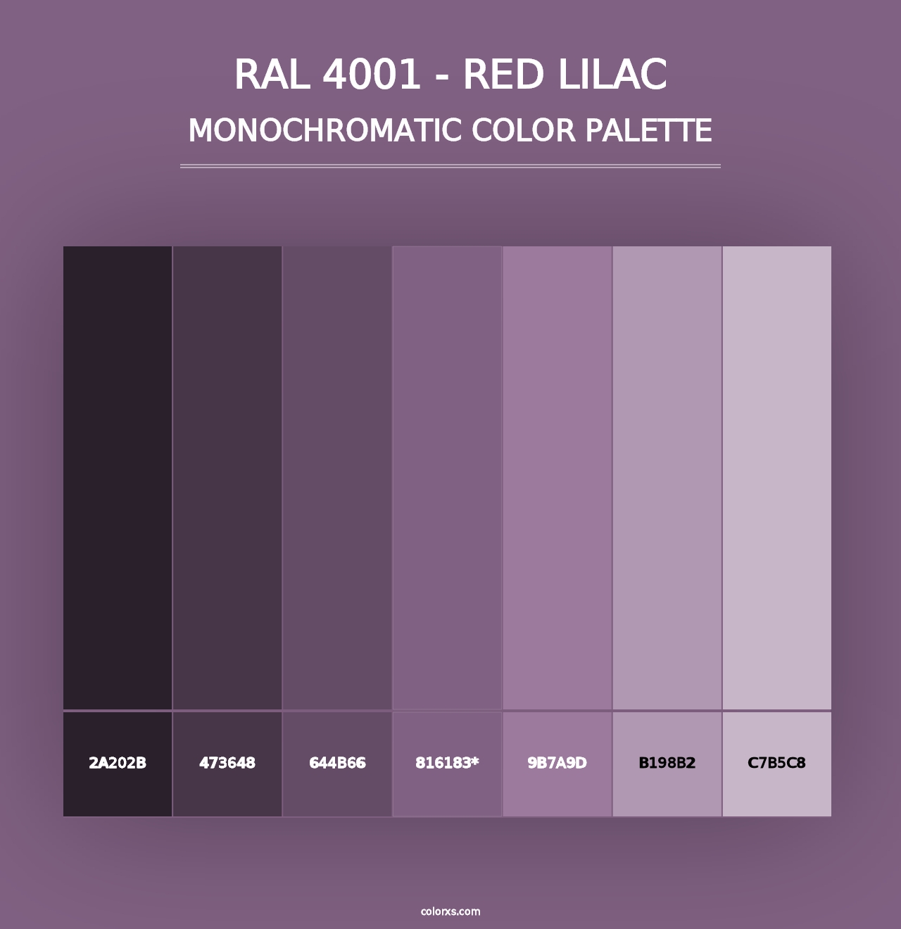 RAL 4001 - Red Lilac - Monochromatic Color Palette