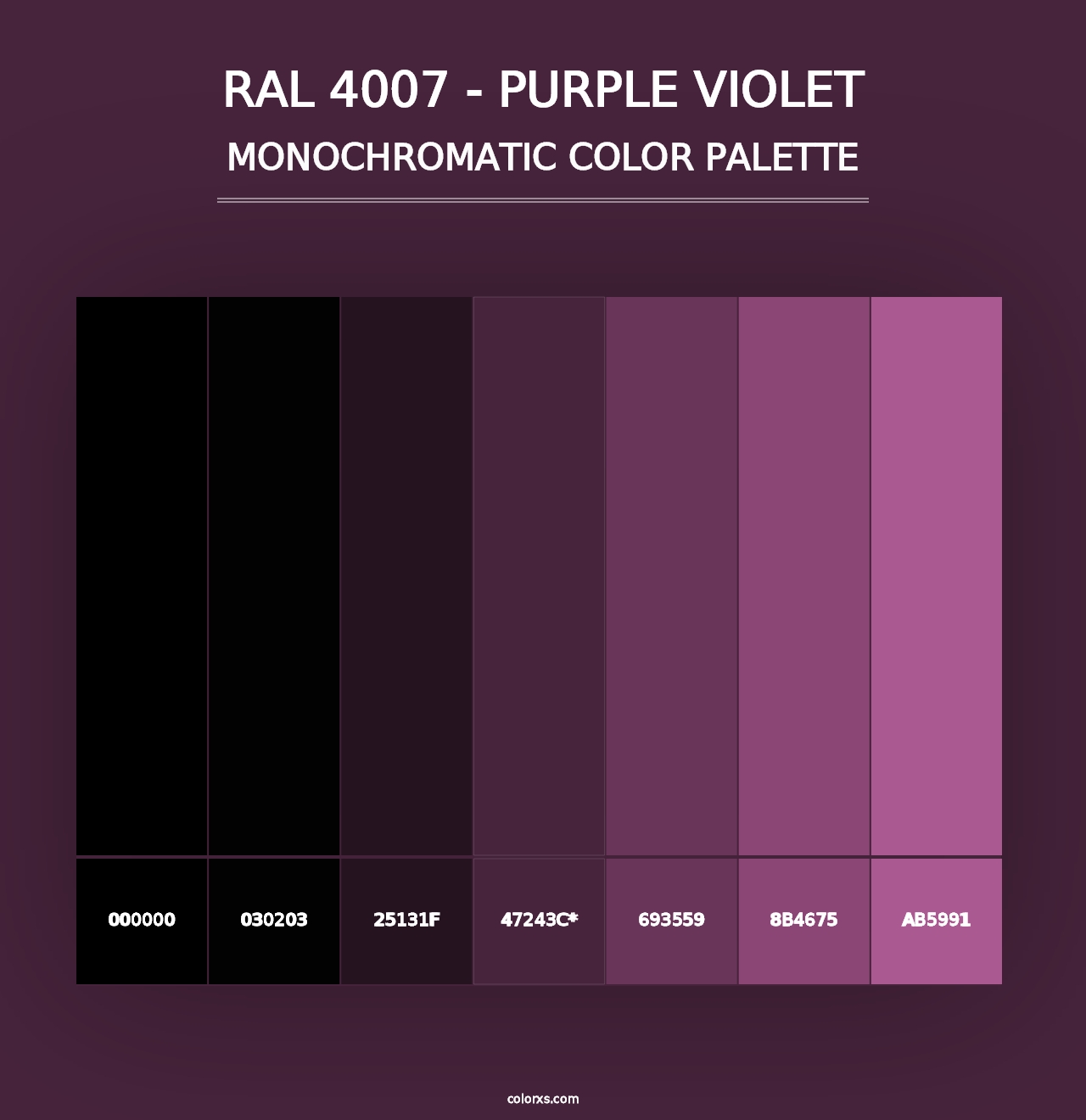 RAL 4007 - Purple Violet - Monochromatic Color Palette