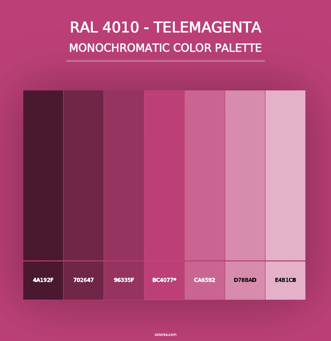 RAL 4010 - Telemagenta - Monochromatic Color Palette