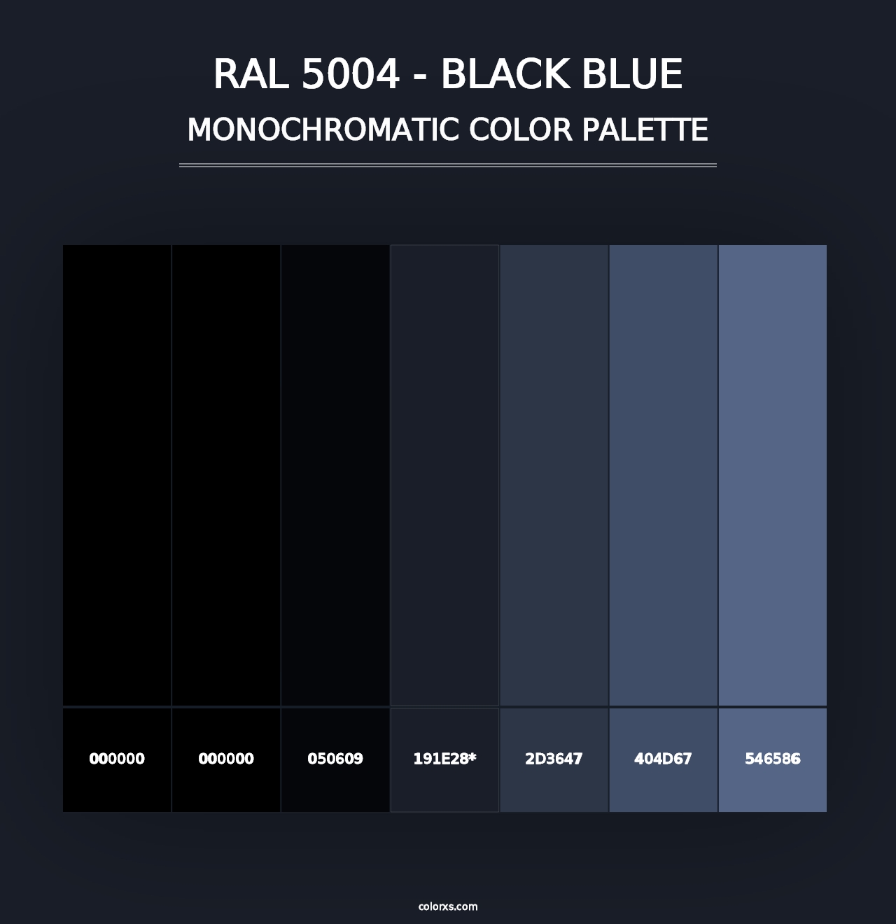 RAL 5004 - Black Blue - Monochromatic Color Palette