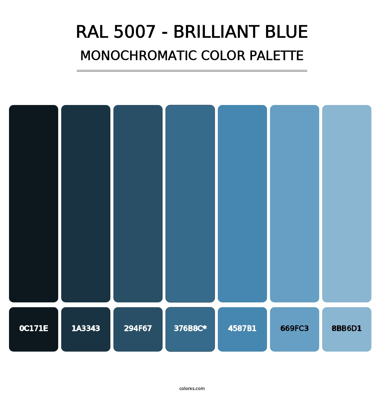 RAL 5007 - Brilliant Blue - Monochromatic Color Palette