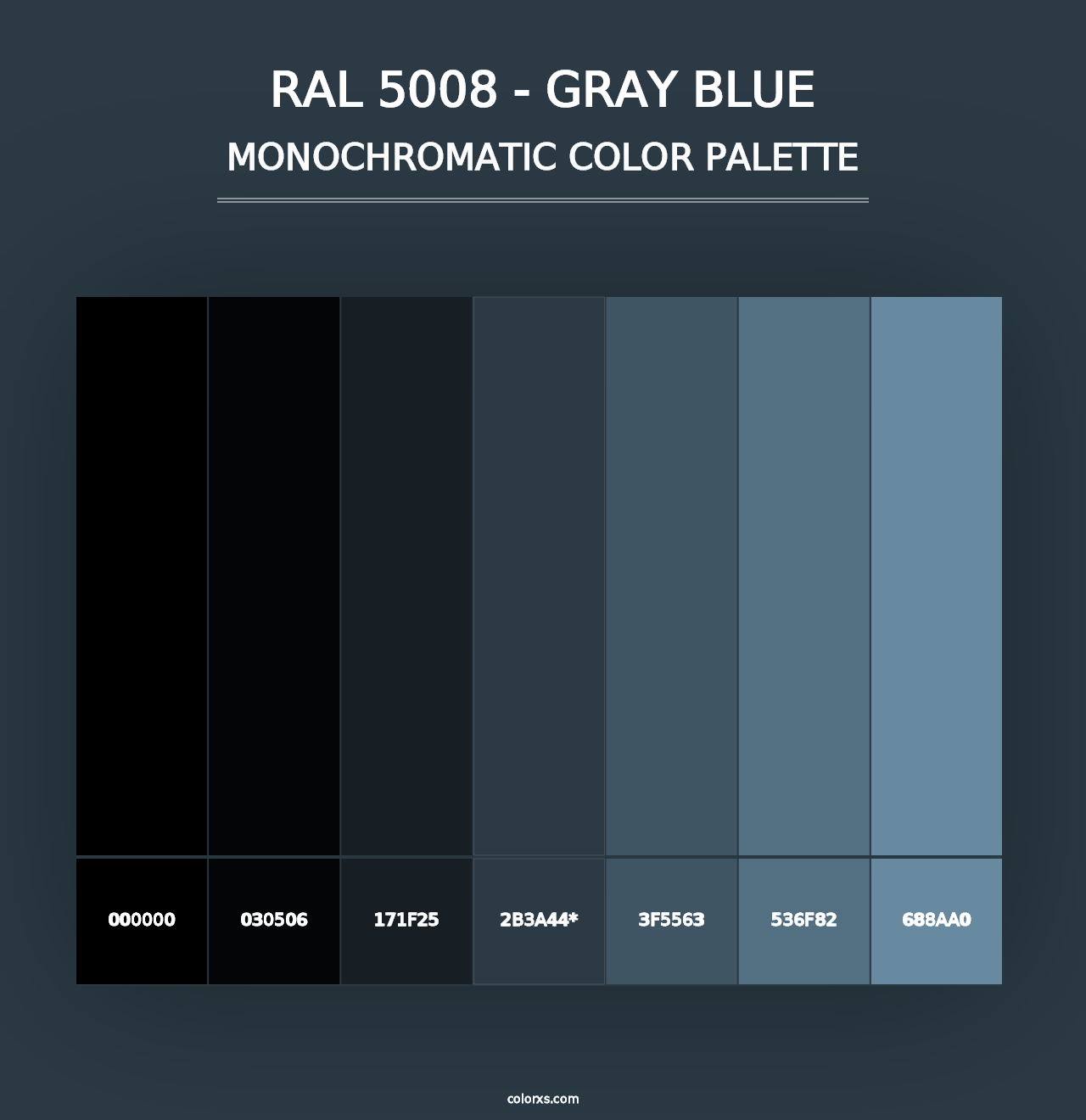 RAL 5008 - Gray Blue - Monochromatic Color Palette