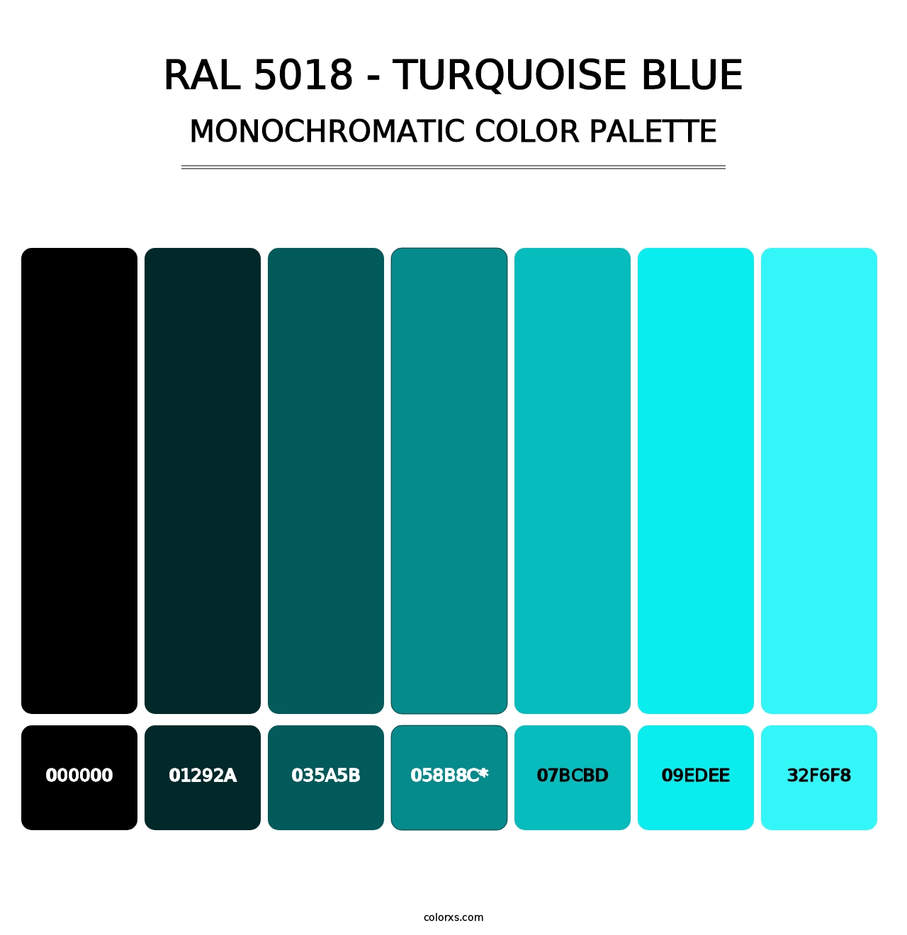 RAL 5018 - Turquoise Blue - Monochromatic Color Palette