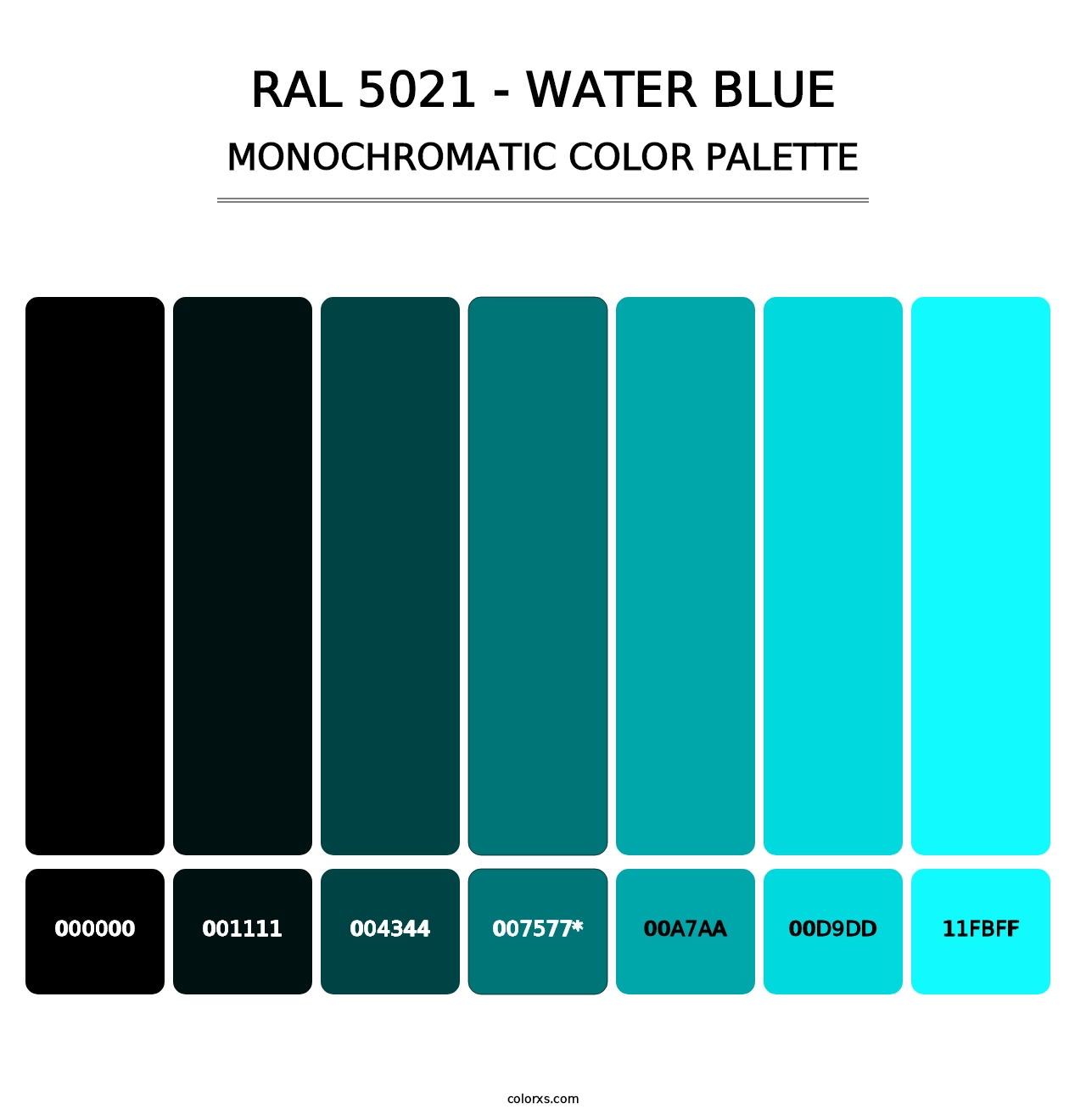 RAL 5021 - Water Blue - Monochromatic Color Palette