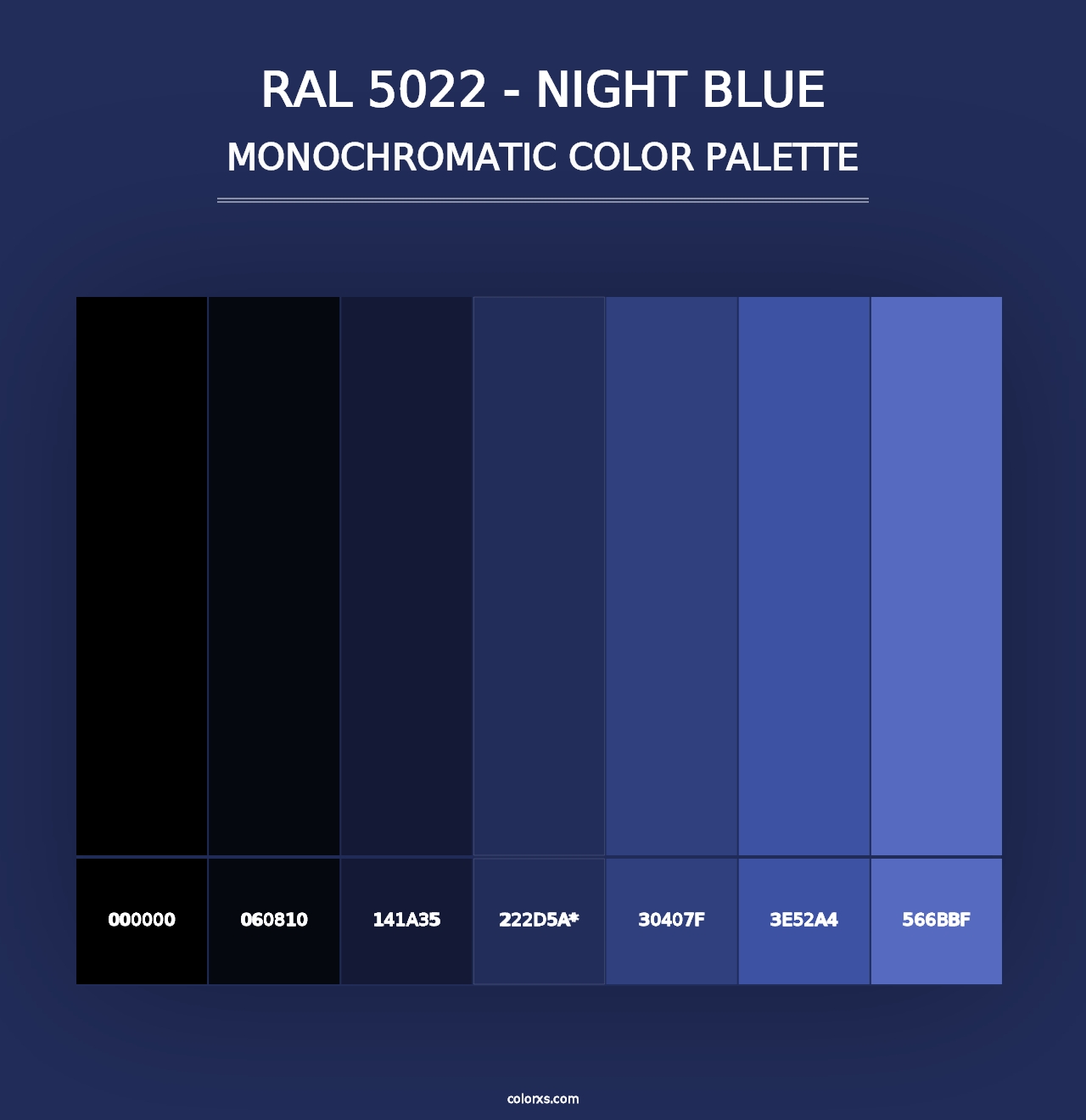 RAL 5022 - Night Blue - Monochromatic Color Palette