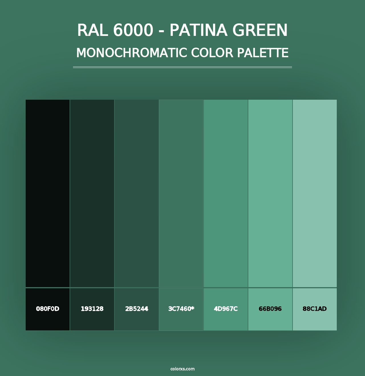 RAL 6000 - Patina Green - Monochromatic Color Palette