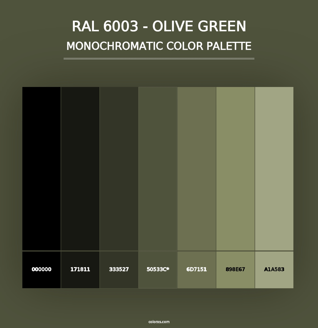 RAL 6003 - Olive Green - Monochromatic Color Palette