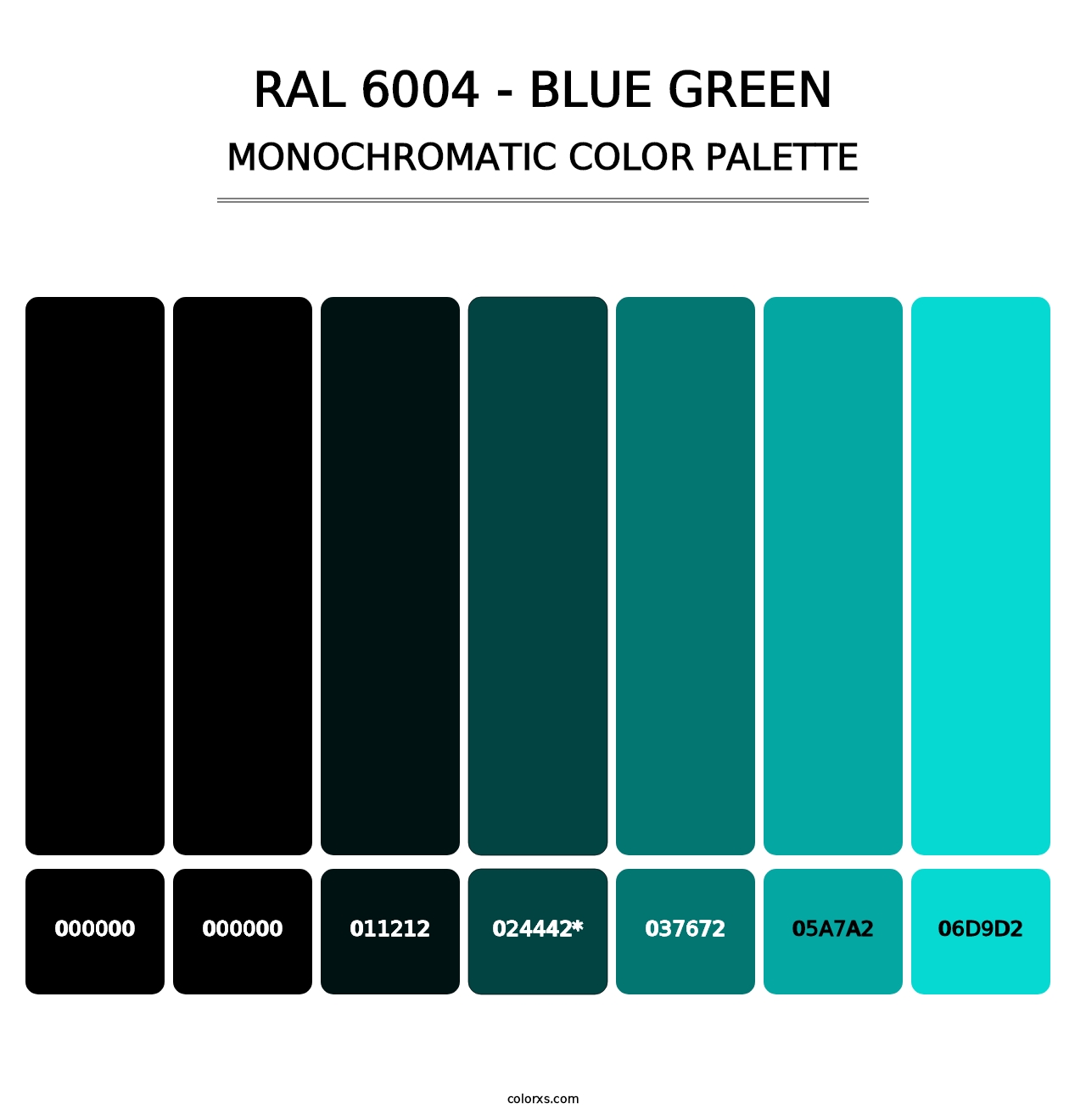 RAL 6004 - Blue Green - Monochromatic Color Palette