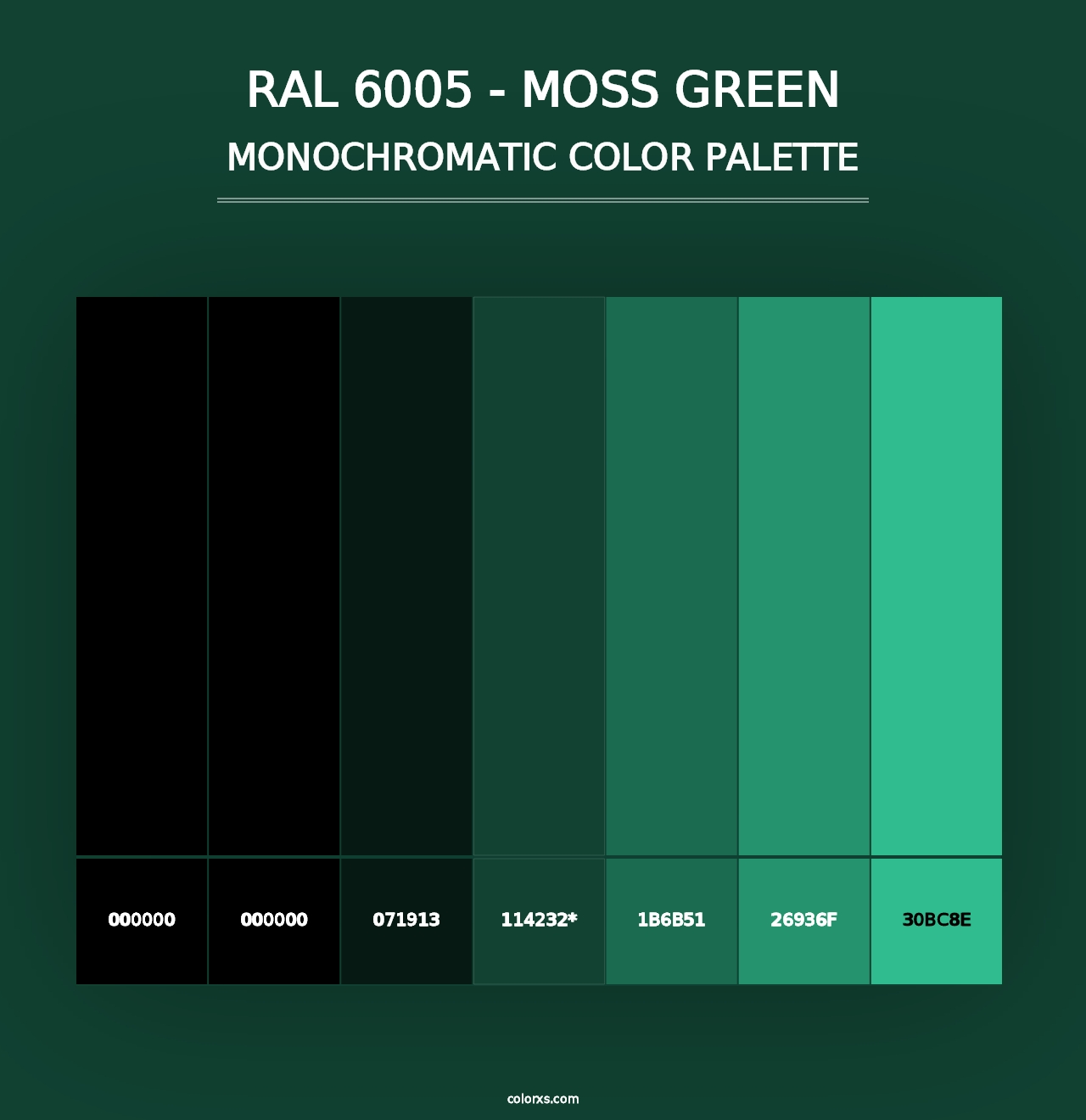 RAL 6005 - Moss Green - Monochromatic Color Palette