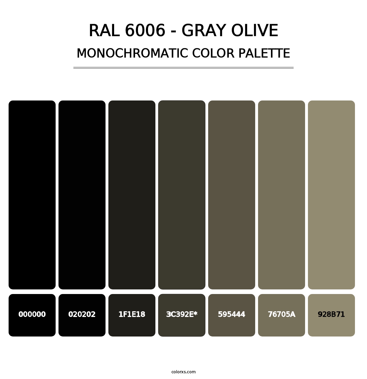 RAL 6006 - Gray Olive - Monochromatic Color Palette