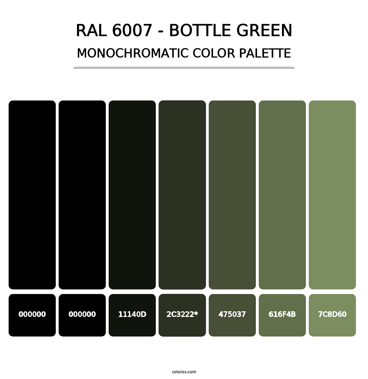 RAL 6007 - Bottle Green - Monochromatic Color Palette