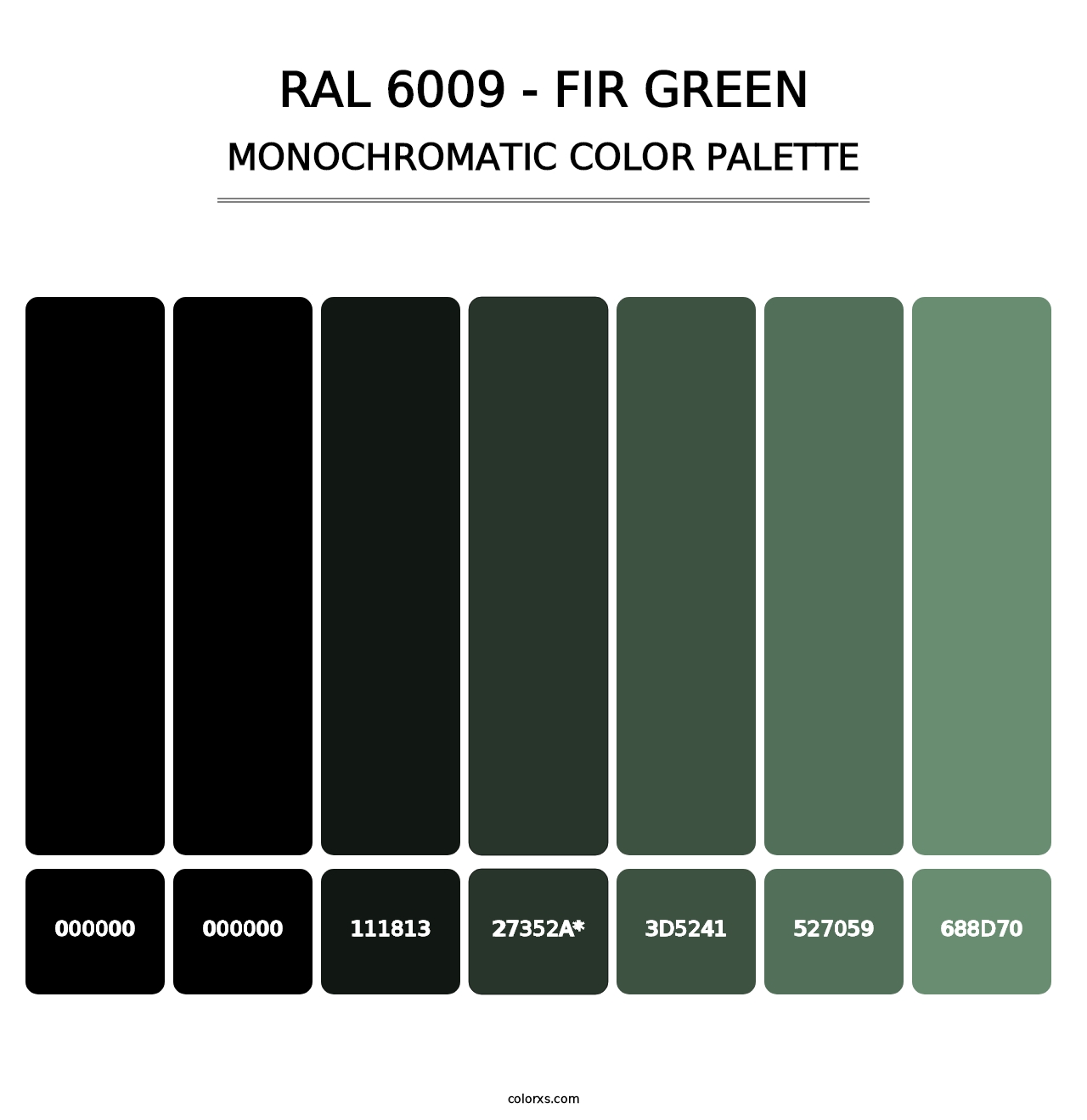 RAL 6009 - Fir Green - Monochromatic Color Palette