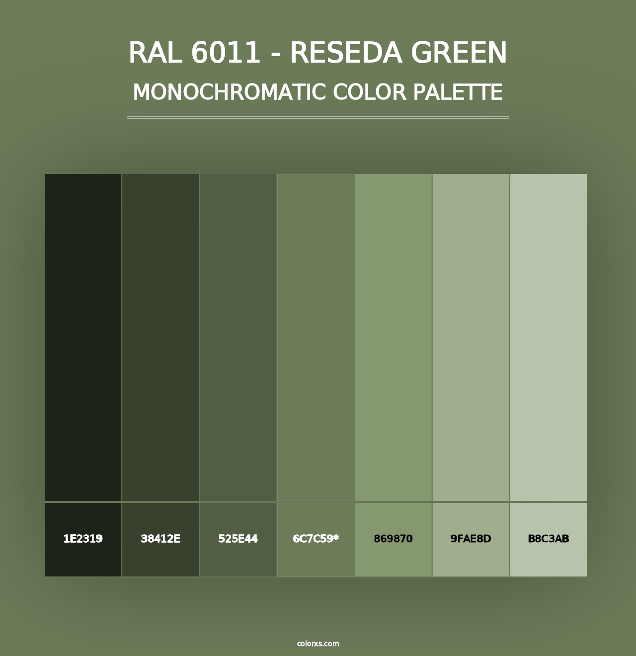 RAL 6011 - Reseda Green - Monochromatic Color Palette