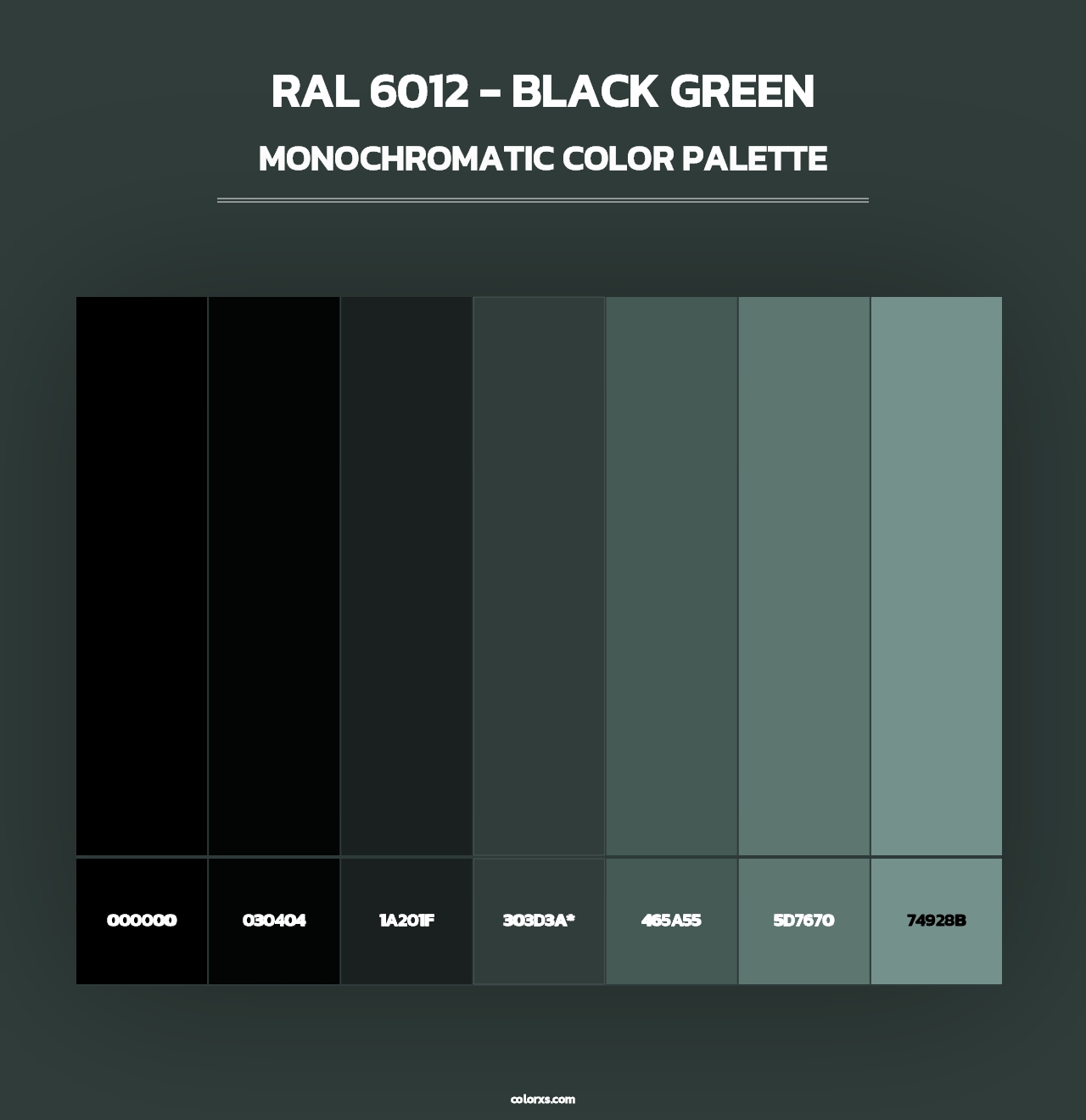 RAL 6012 - Black Green - Monochromatic Color Palette