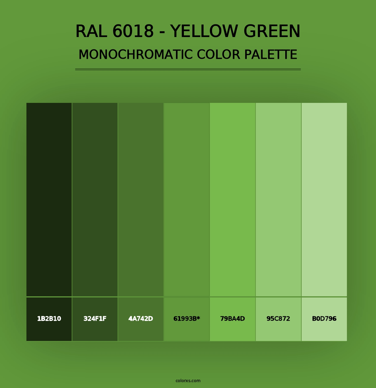 RAL 6018 - Yellow Green - Monochromatic Color Palette