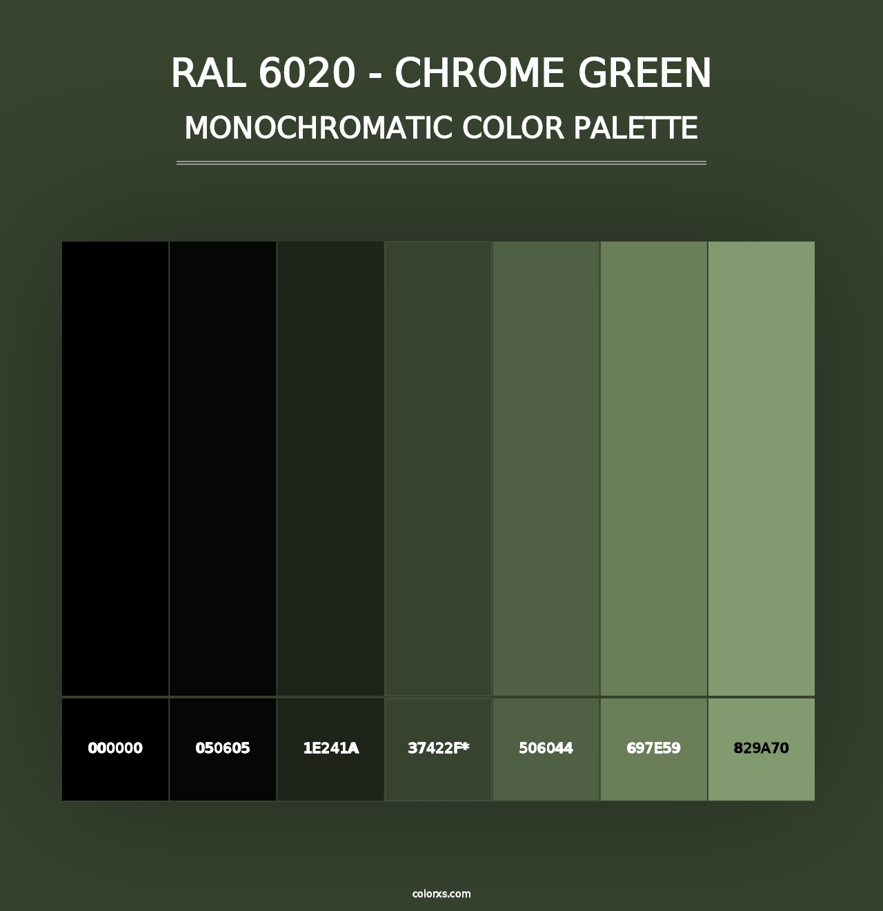 RAL 6020 - Chrome Green - Monochromatic Color Palette