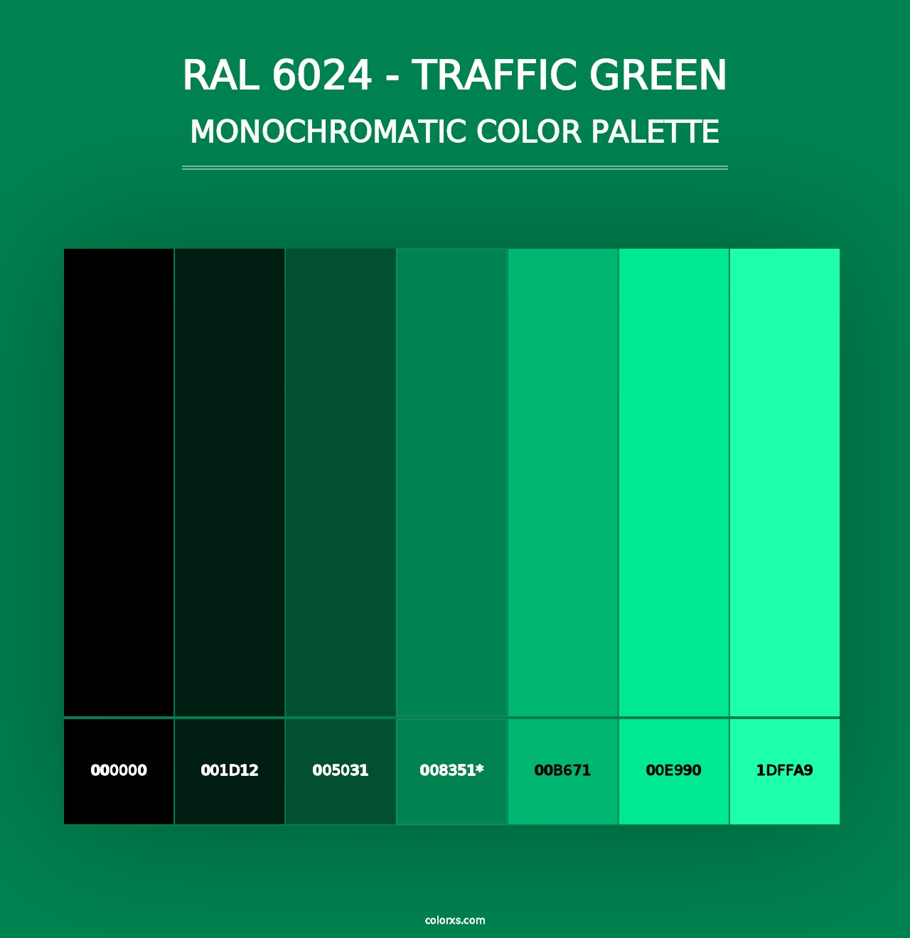 RAL 6024 - Traffic Green - Monochromatic Color Palette