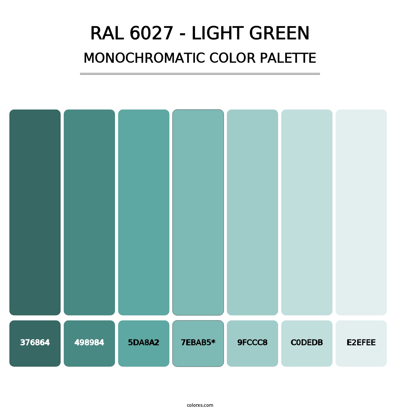 RAL 6027 - Light Green - Monochromatic Color Palette