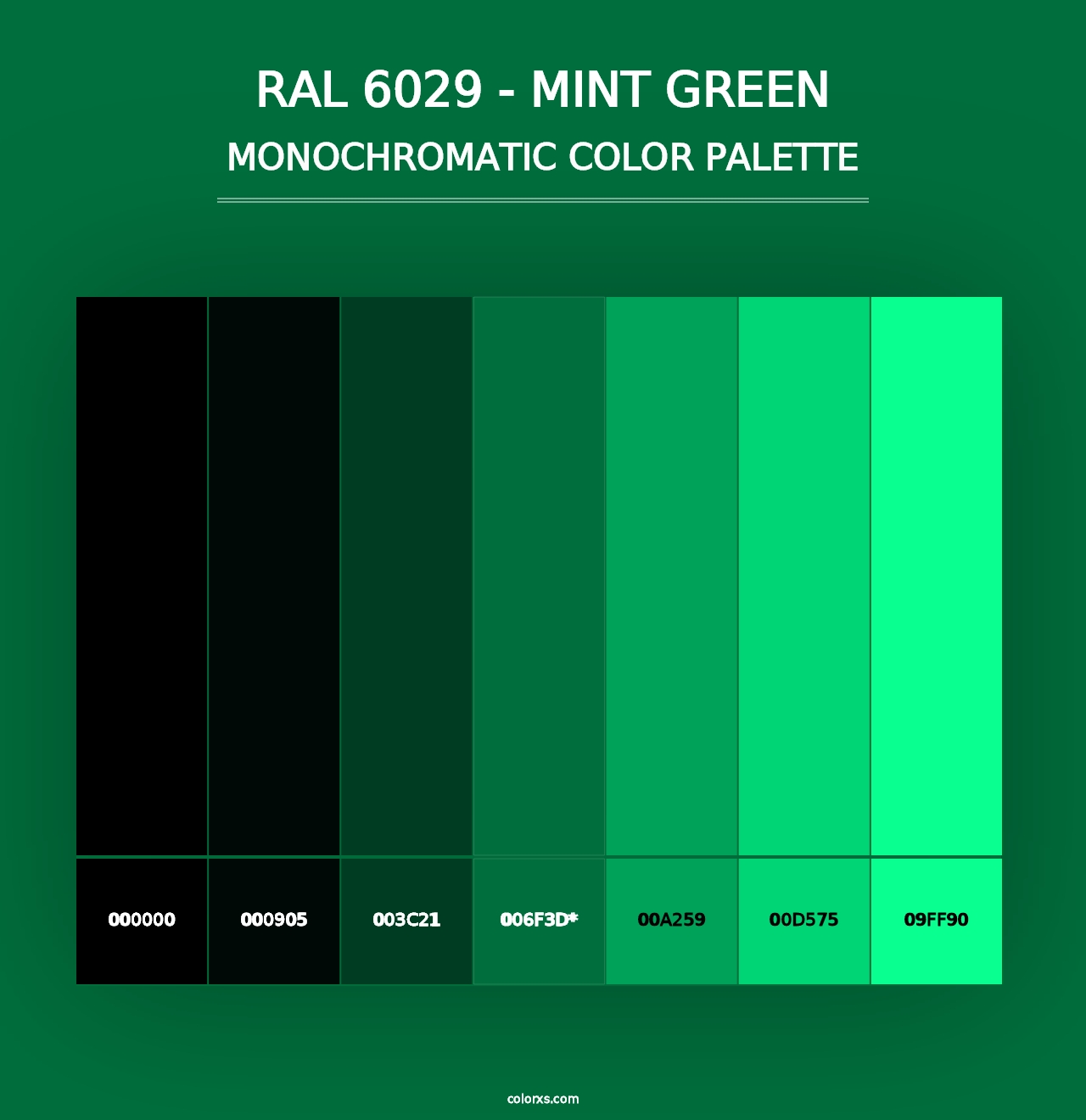 RAL 6029 - Mint Green - Monochromatic Color Palette