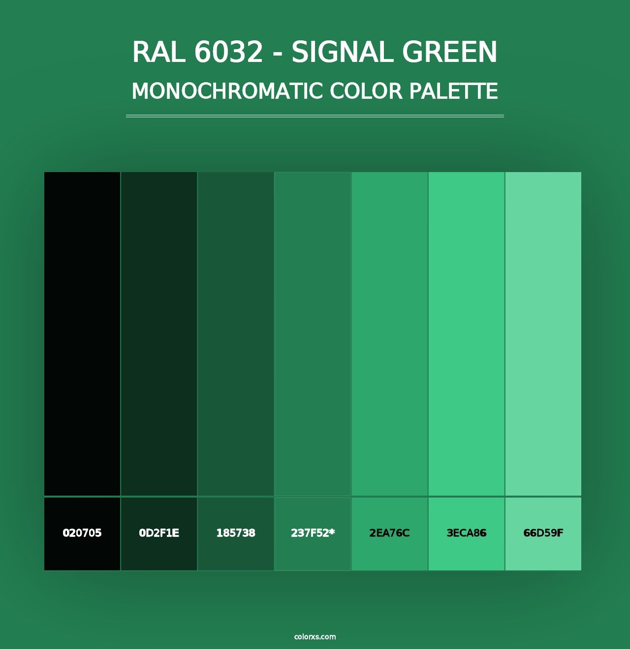 RAL 6032 - Signal Green - Monochromatic Color Palette