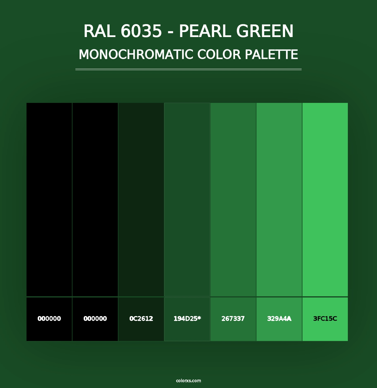 RAL 6035 - Pearl Green - Monochromatic Color Palette