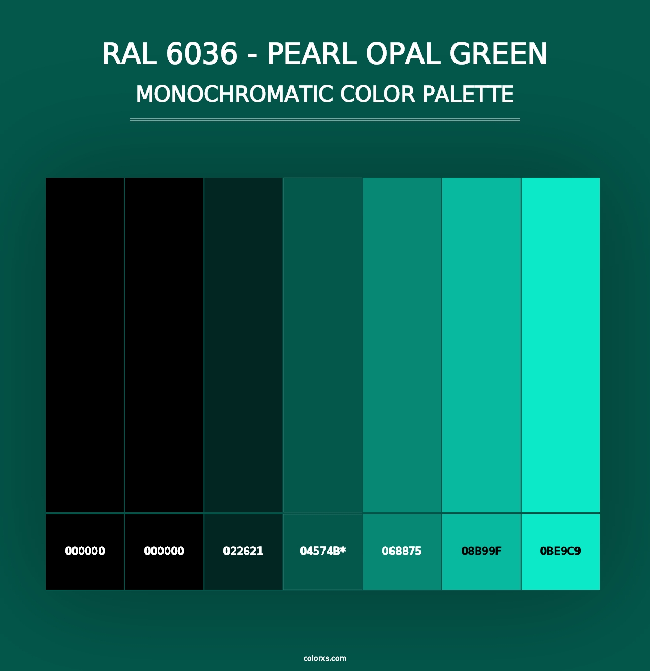 RAL 6036 - Pearl Opal Green - Monochromatic Color Palette