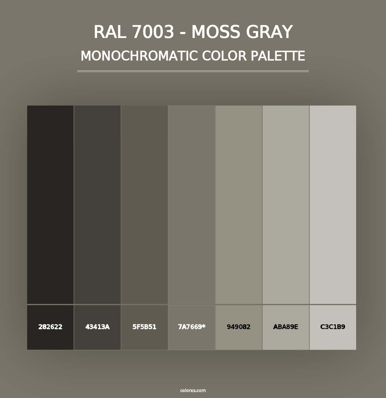 RAL 7003 - Moss Gray - Monochromatic Color Palette