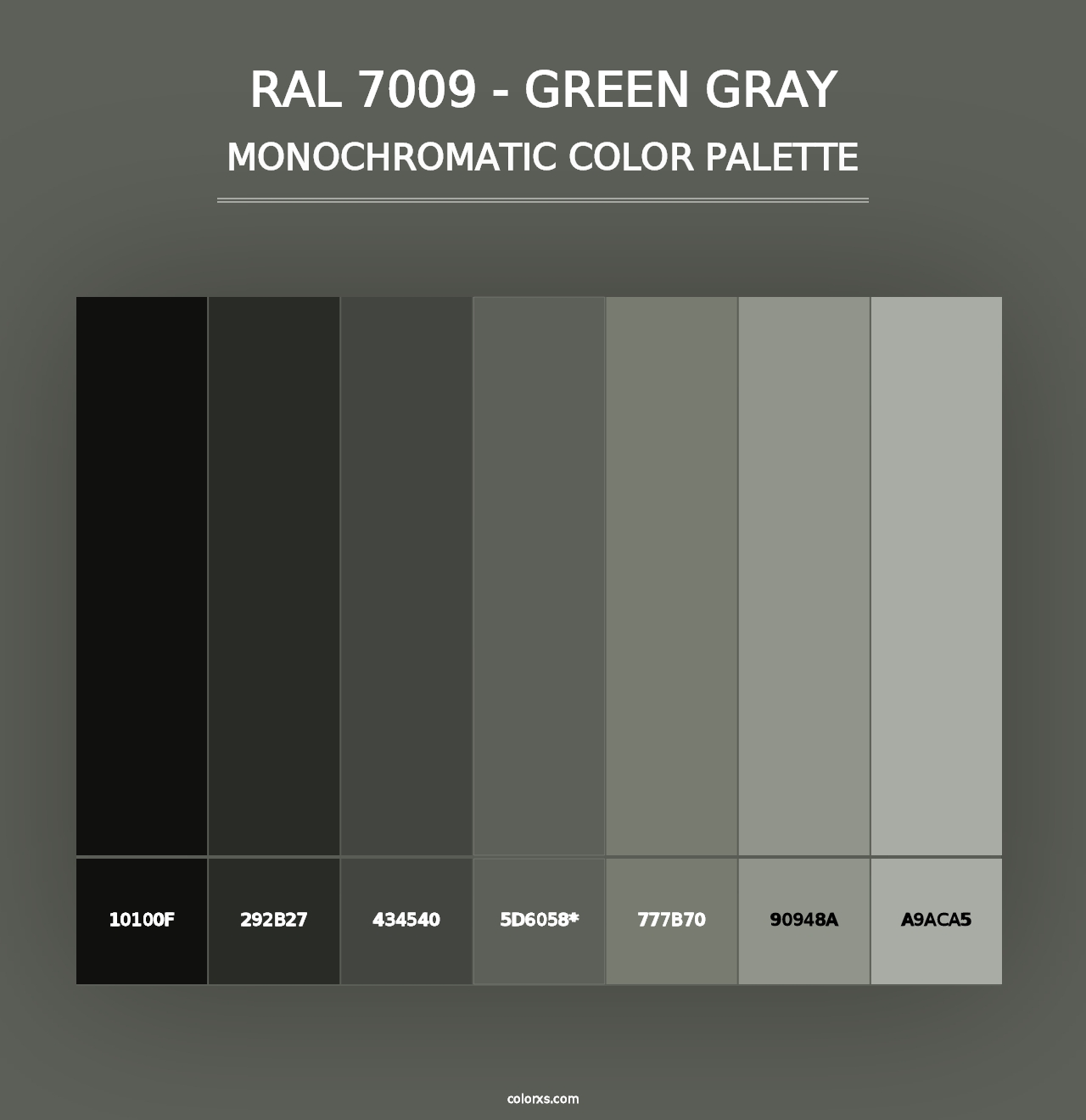 RAL 7009 - Green Gray - Monochromatic Color Palette