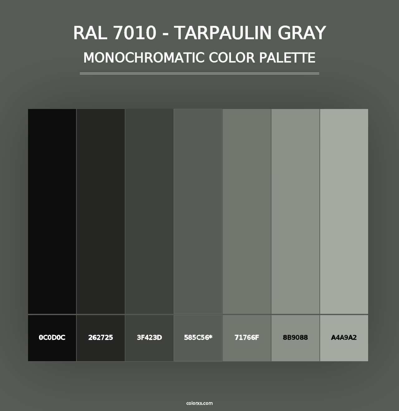 RAL 7010 - Tarpaulin Gray - Monochromatic Color Palette