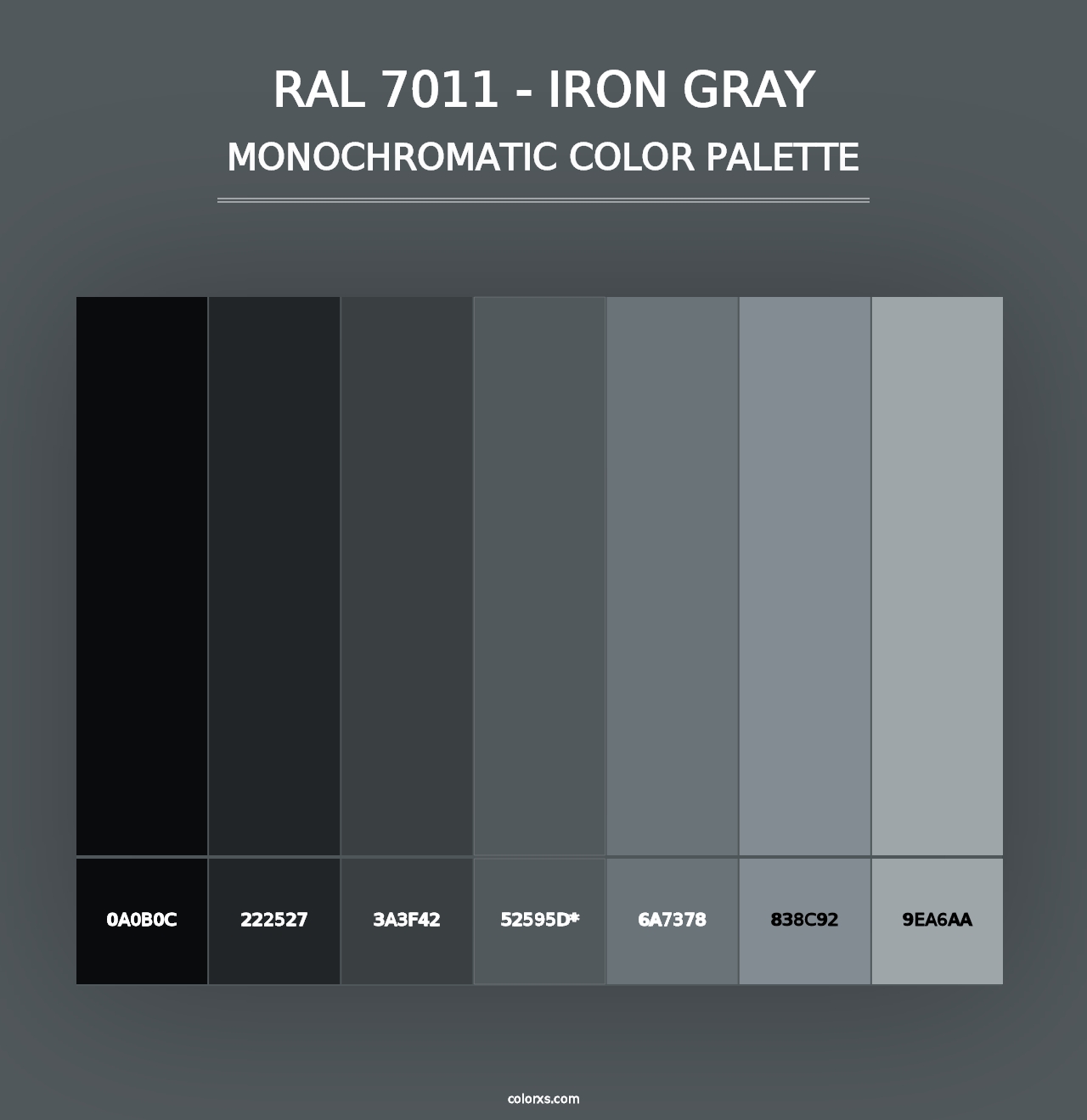 RAL 7011 - Iron Gray - Monochromatic Color Palette