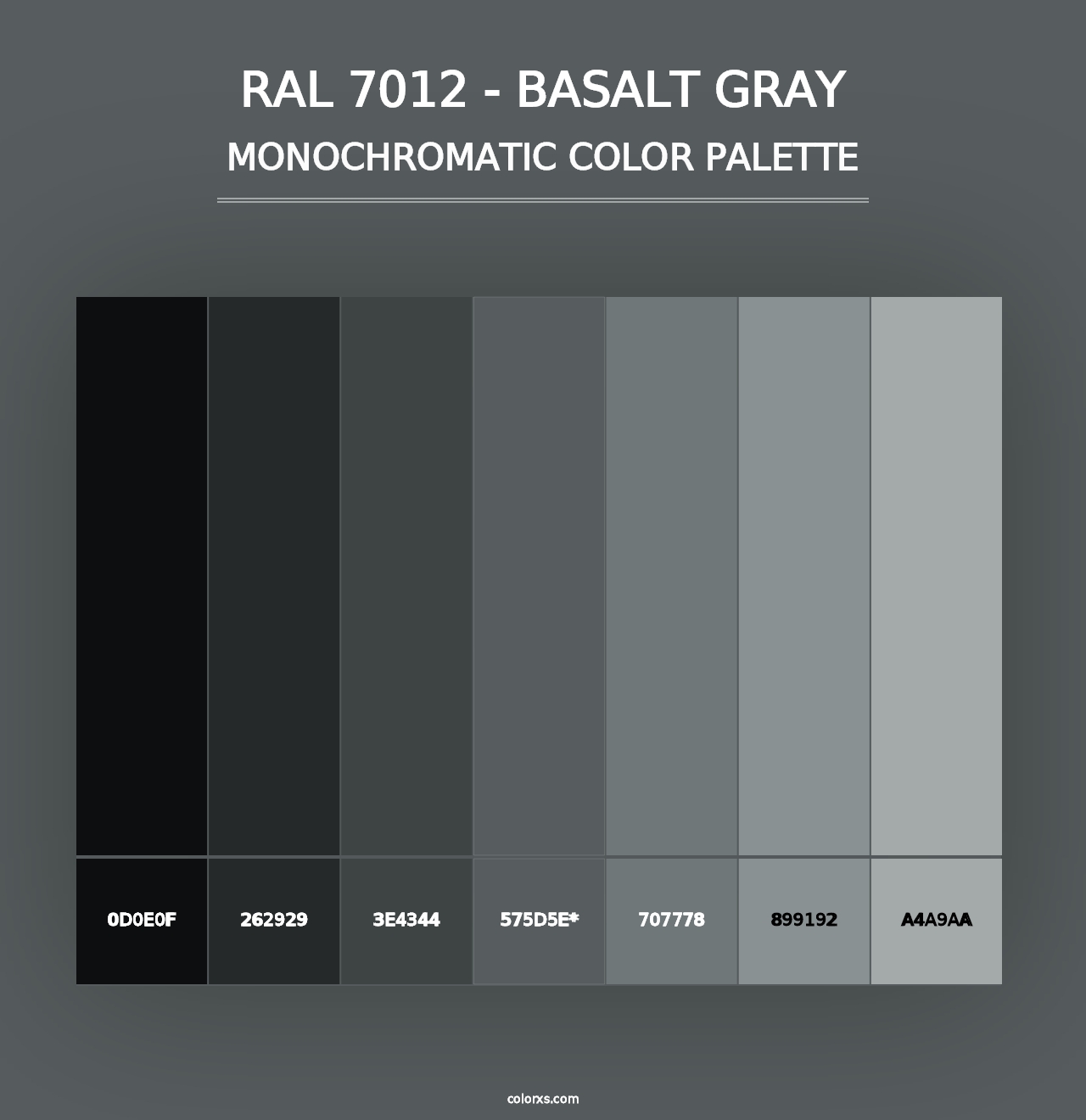 RAL 7012 - Basalt Gray - Monochromatic Color Palette