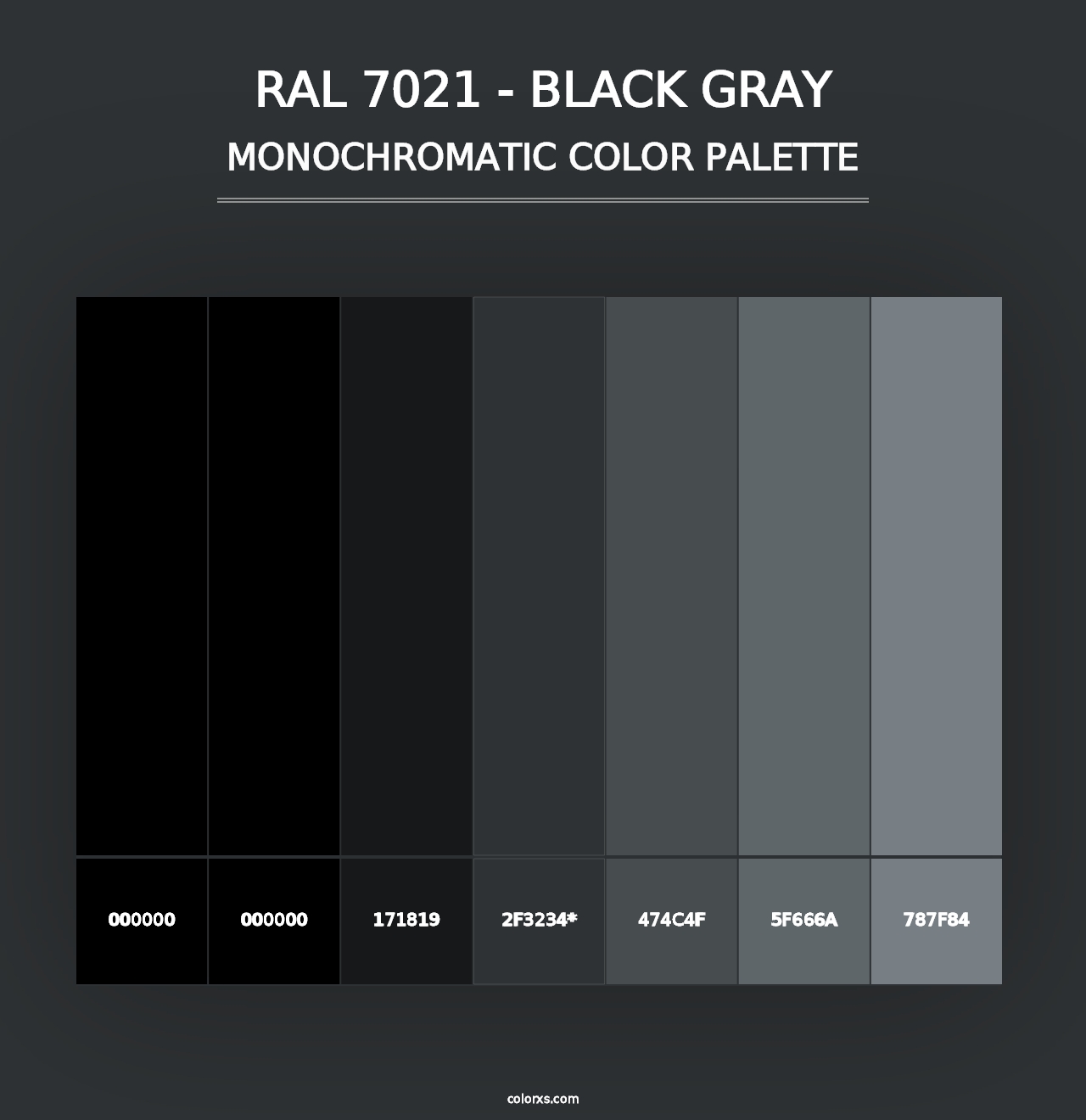 RAL 7021 - Black Gray - Monochromatic Color Palette