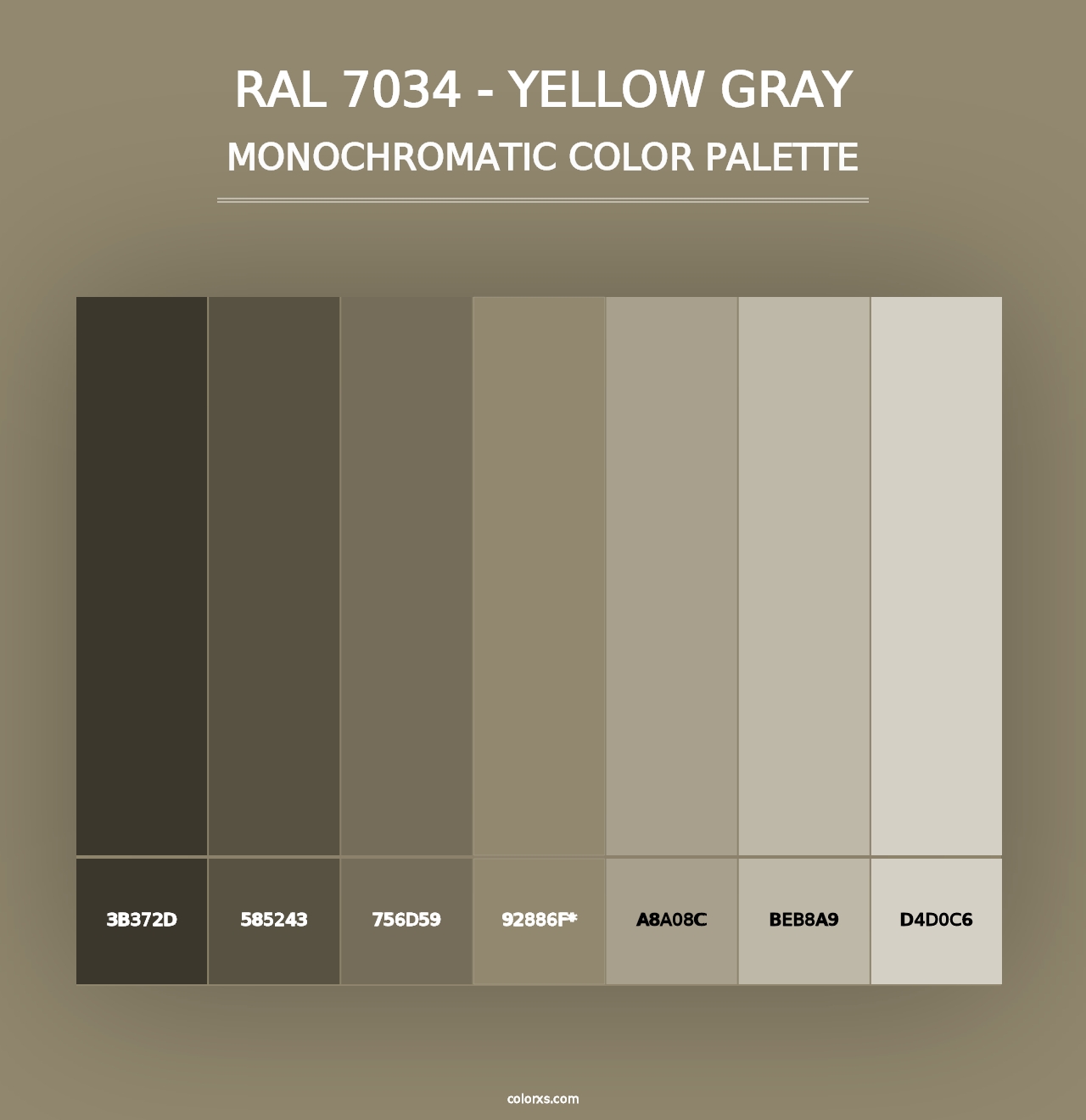 RAL 7034 - Yellow Gray - Monochromatic Color Palette