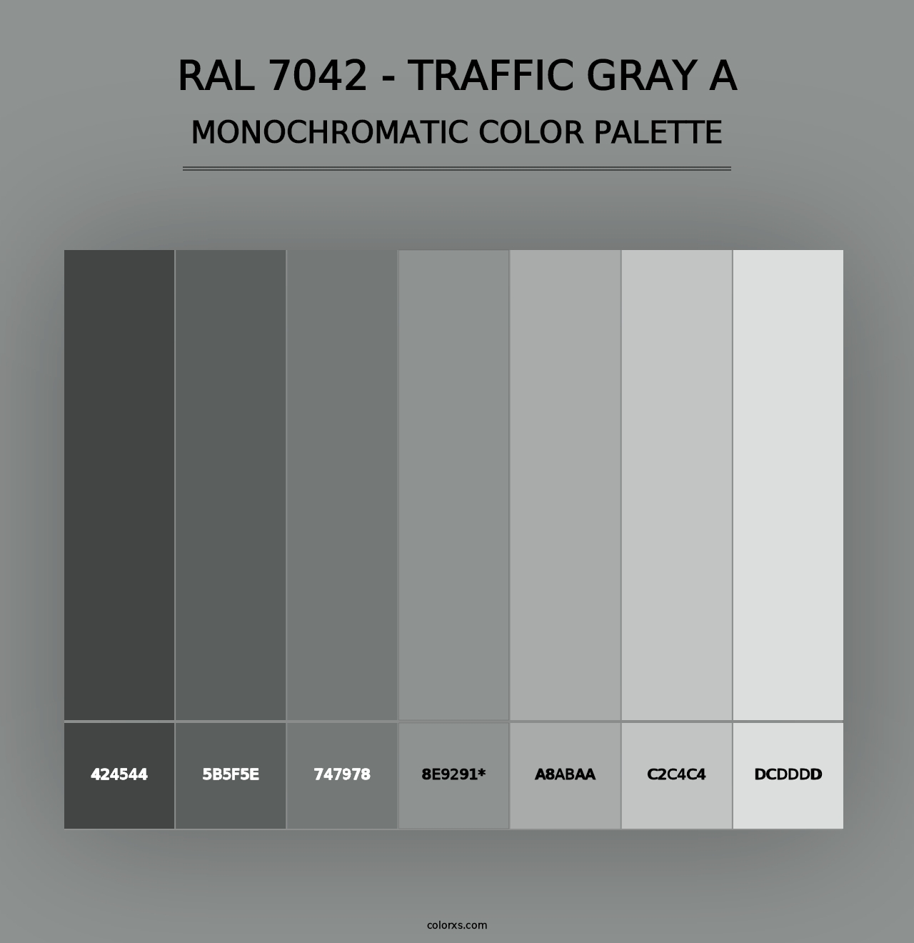 RAL 7042 - Traffic Gray A - Monochromatic Color Palette