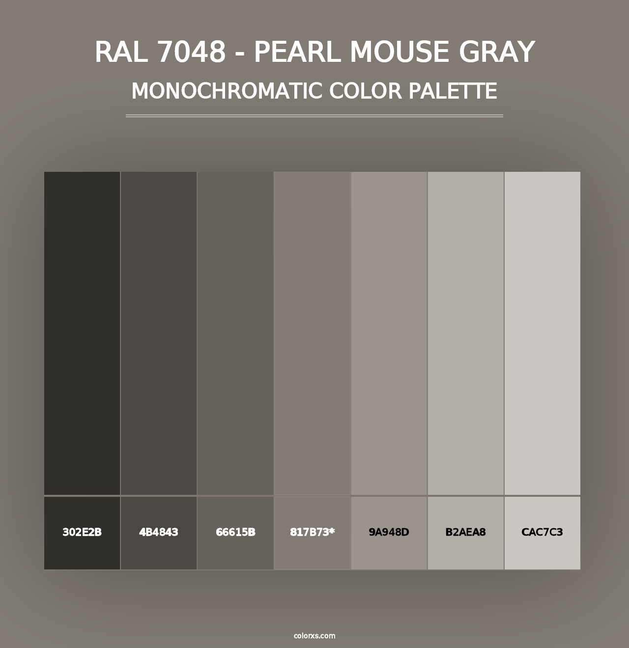 RAL 7048 - Pearl Mouse Gray - Monochromatic Color Palette