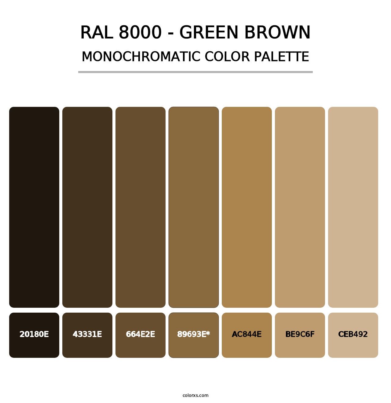 RAL 8000 - Green Brown - Monochromatic Color Palette