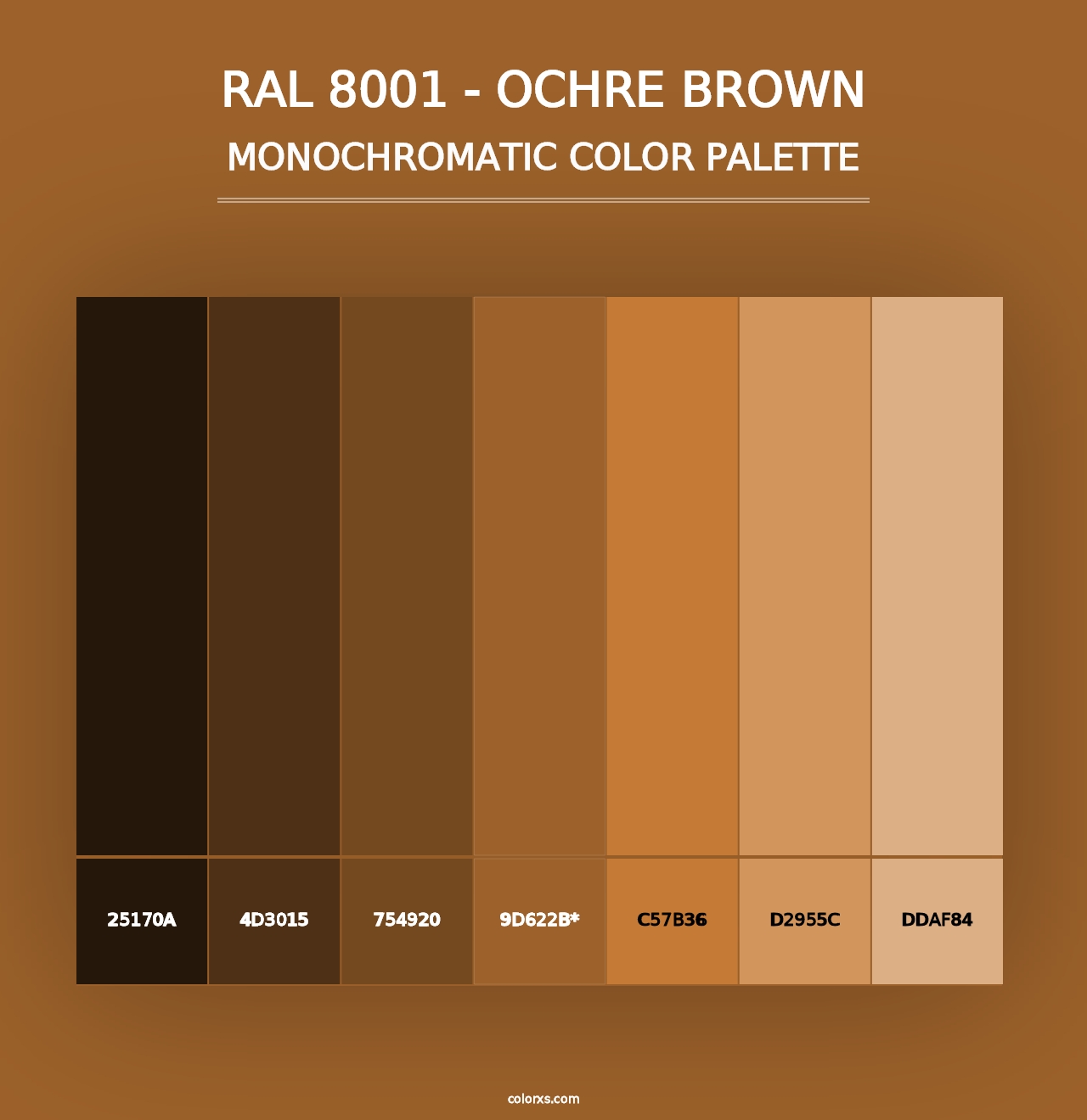 RAL 8001 - Ochre Brown - Monochromatic Color Palette