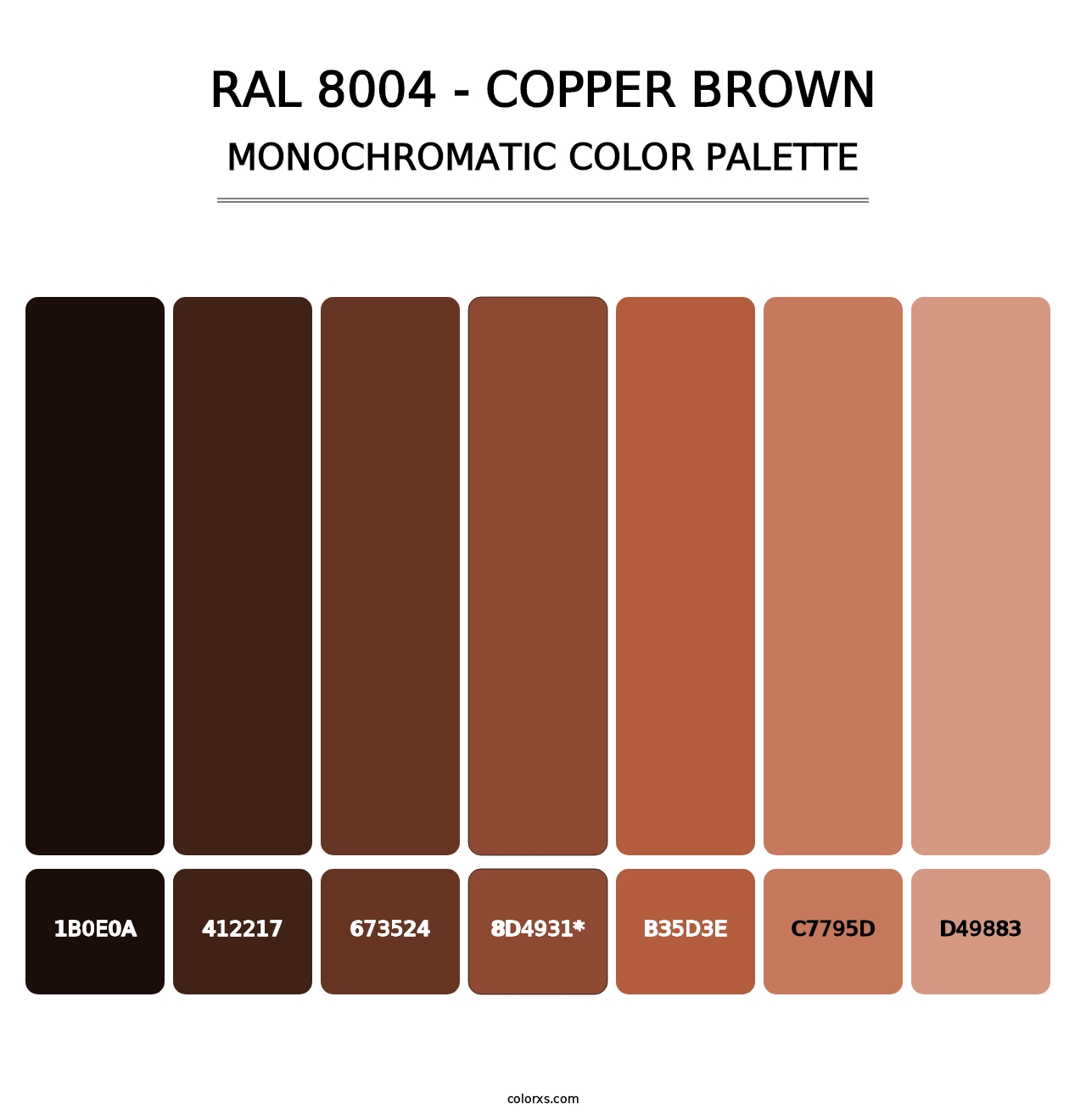 RAL 8004 - Copper Brown - Monochromatic Color Palette