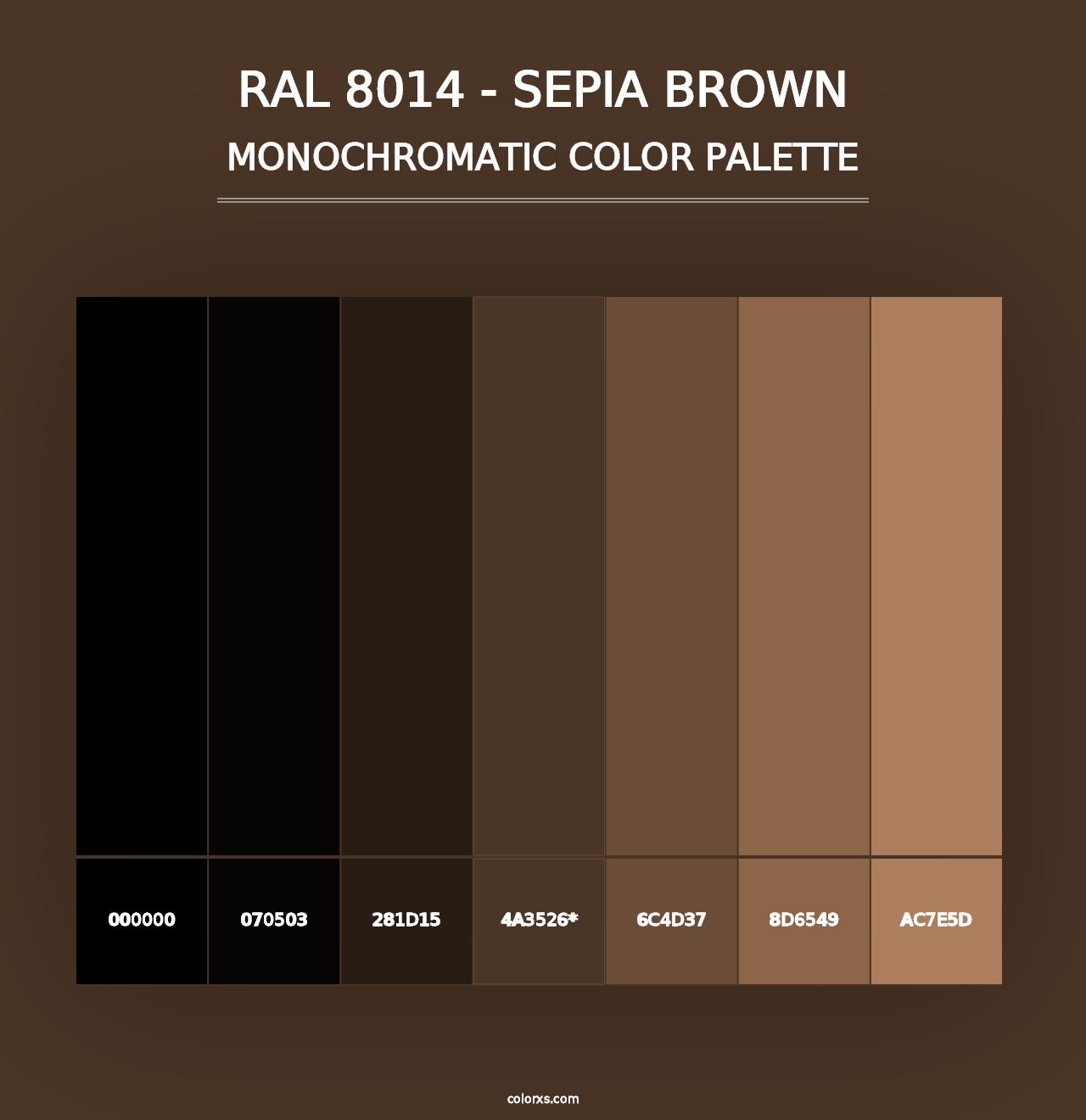 RAL 8014 - Sepia Brown - Monochromatic Color Palette