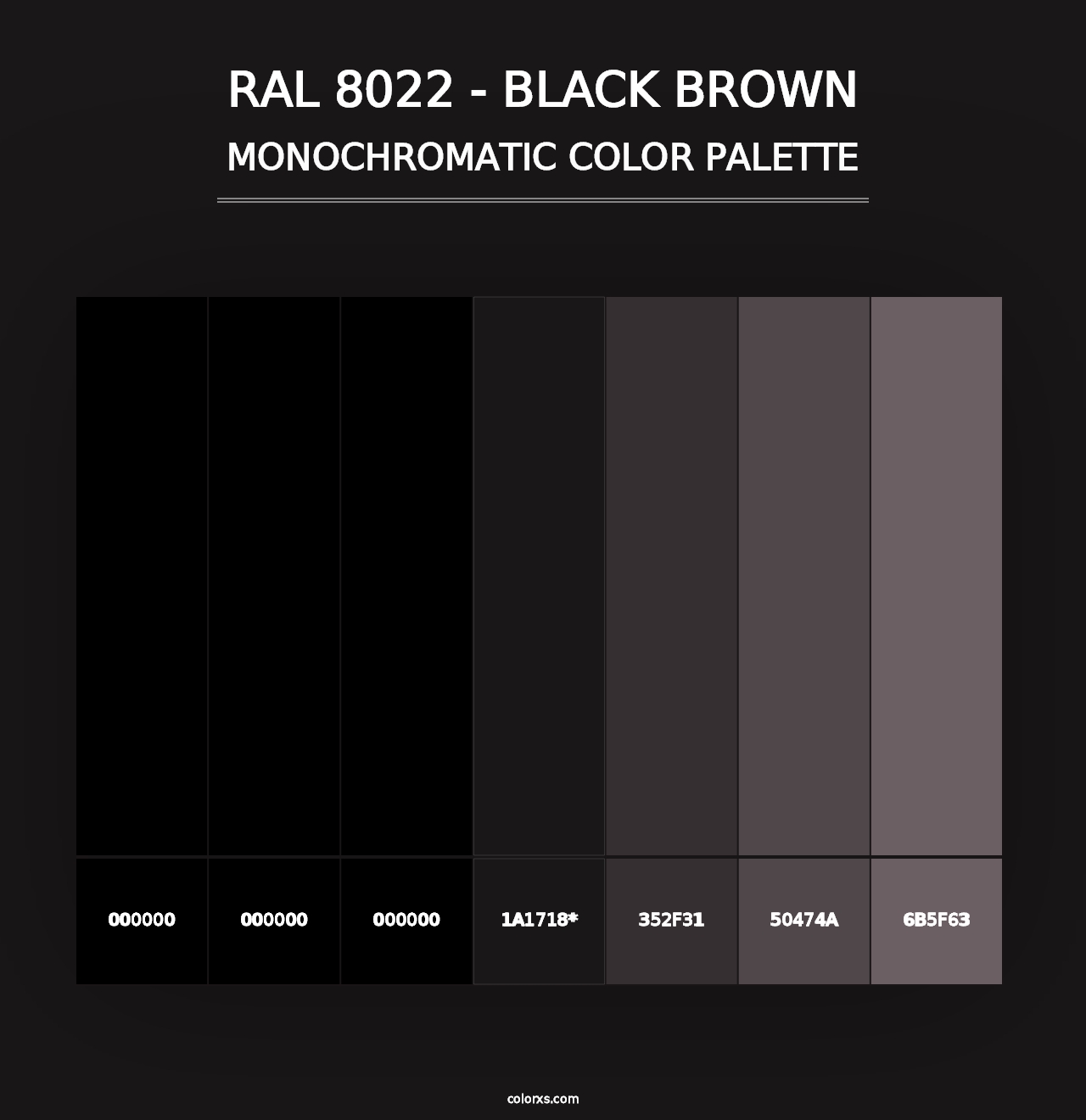 RAL 8022 - Black Brown - Monochromatic Color Palette