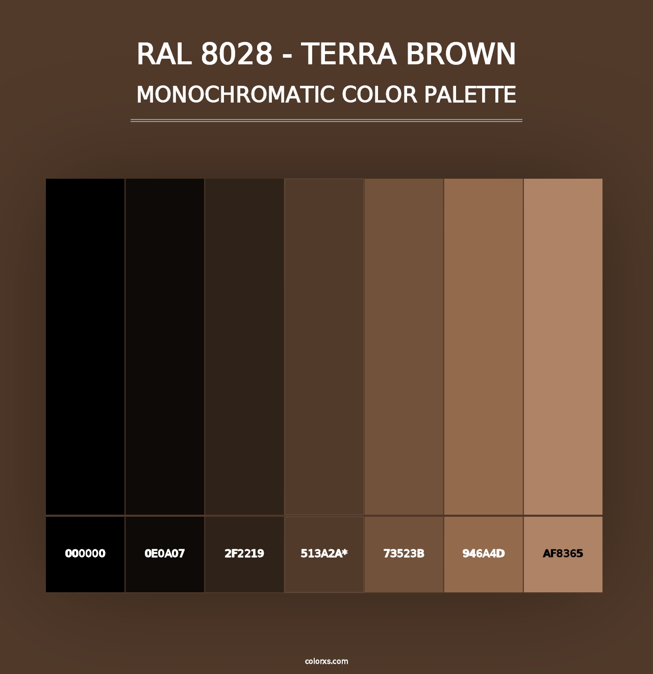 RAL 8028 - Terra Brown - Monochromatic Color Palette