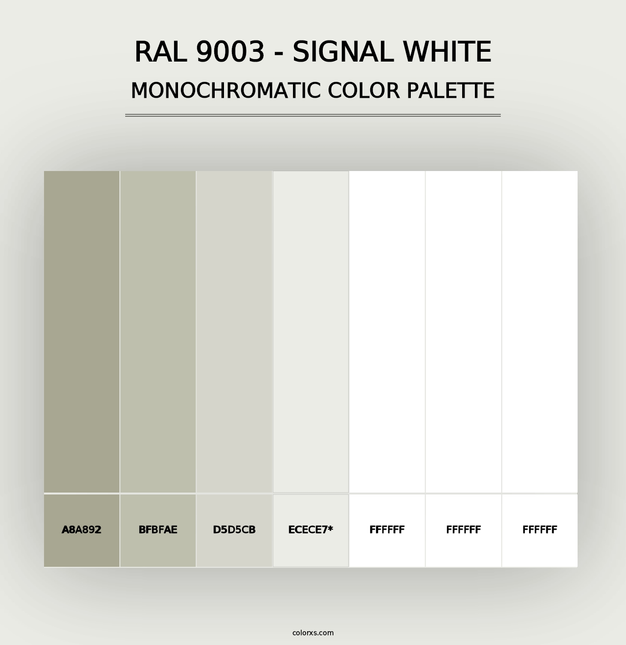 RAL 9003 - Signal White - Monochromatic Color Palette