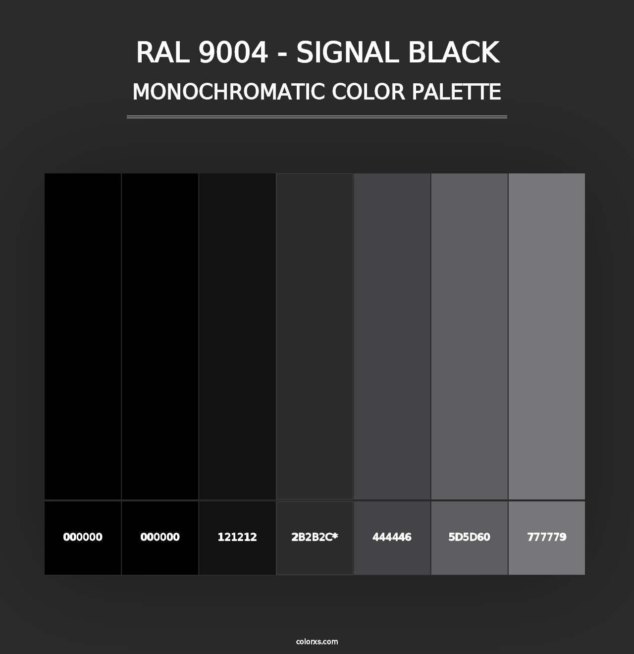 RAL 9004 - Signal Black - Monochromatic Color Palette