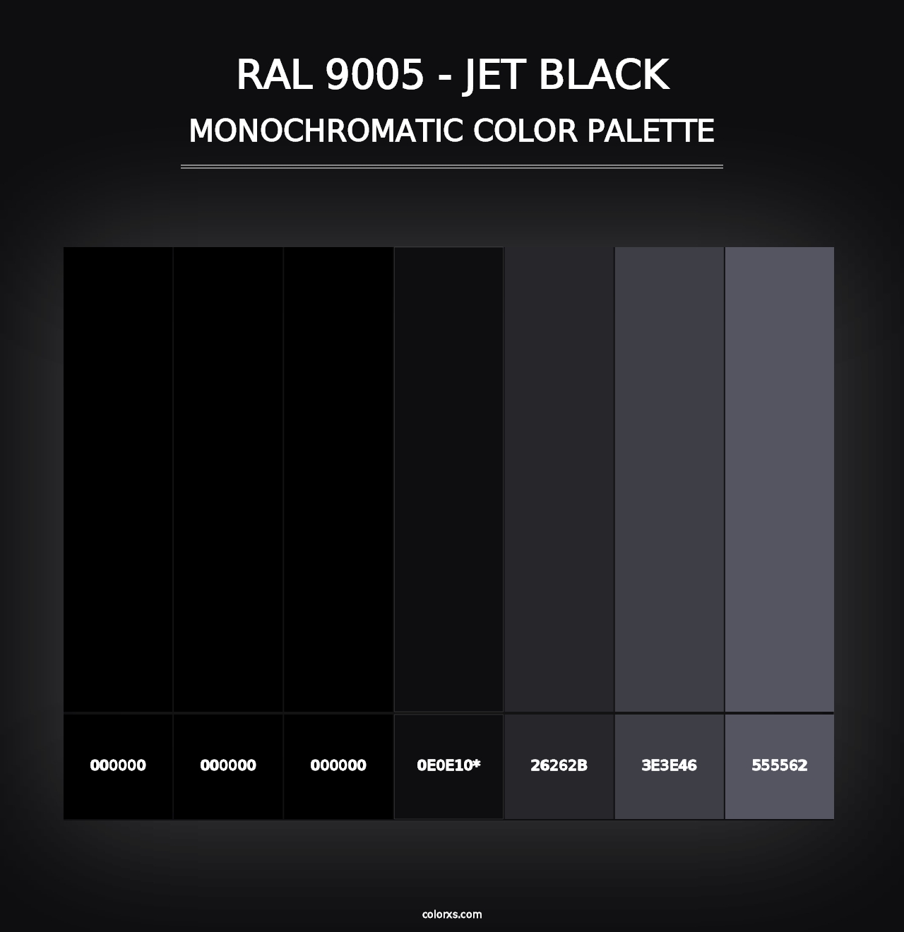 RAL 9005 - Jet Black - Monochromatic Color Palette