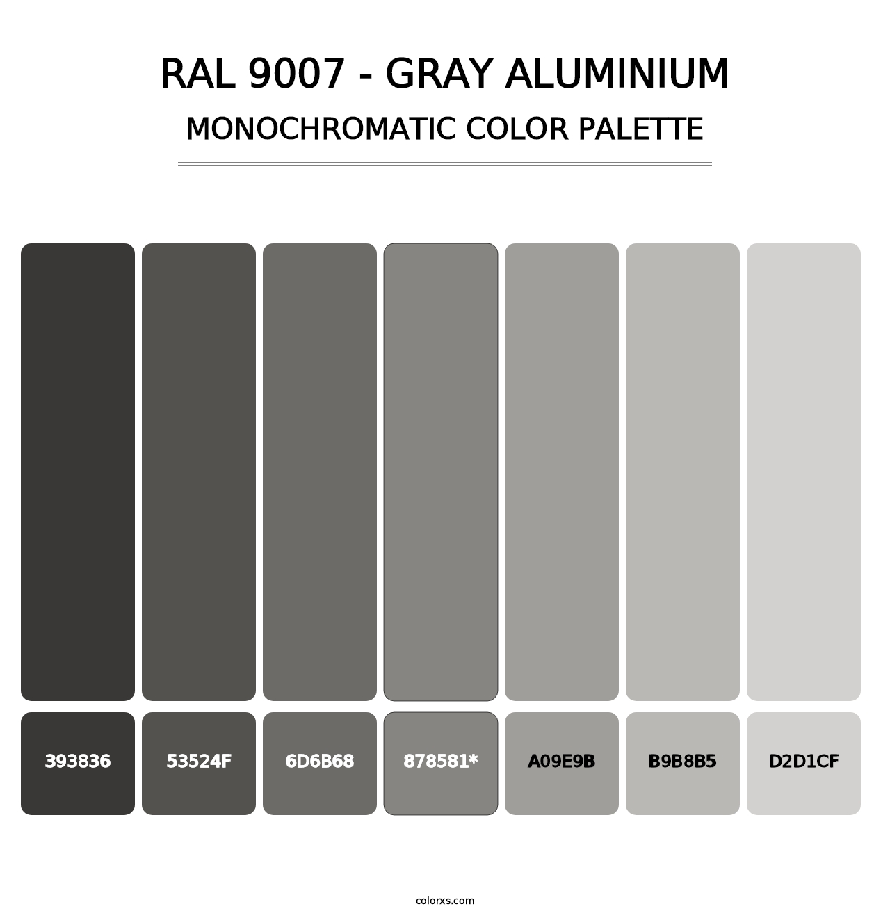 RAL 9007 - Gray Aluminium - Monochromatic Color Palette