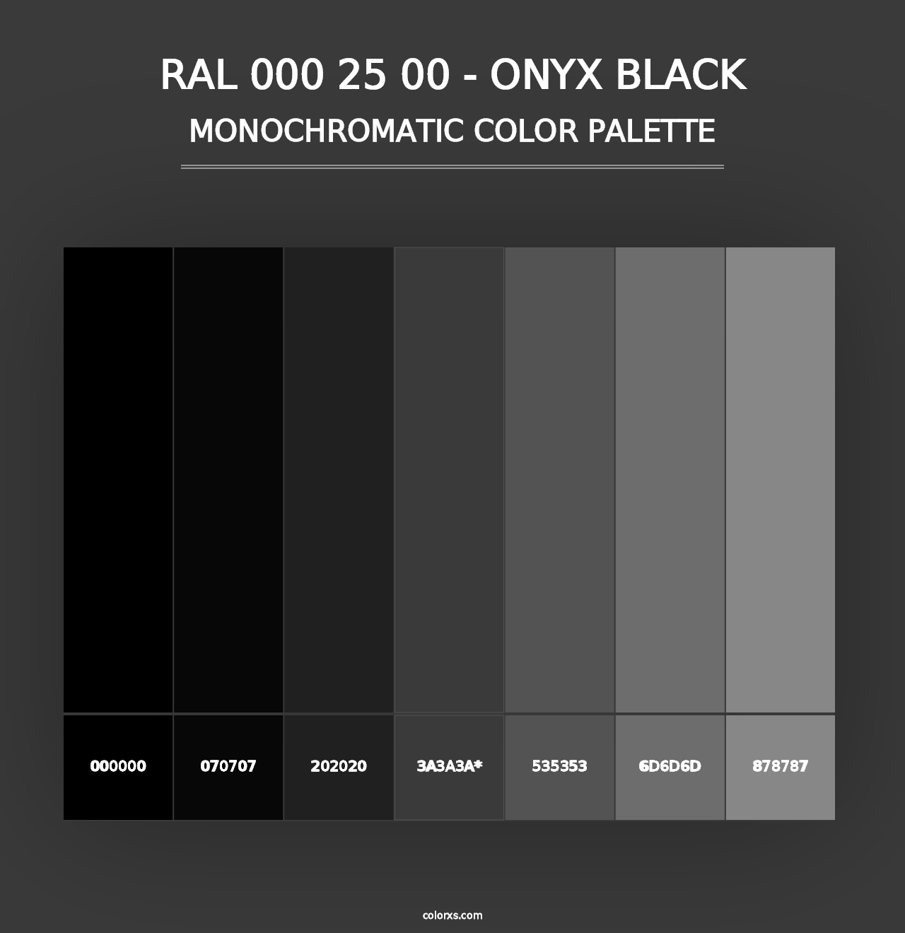 RAL 000 25 00 - Onyx Black - Monochromatic Color Palette