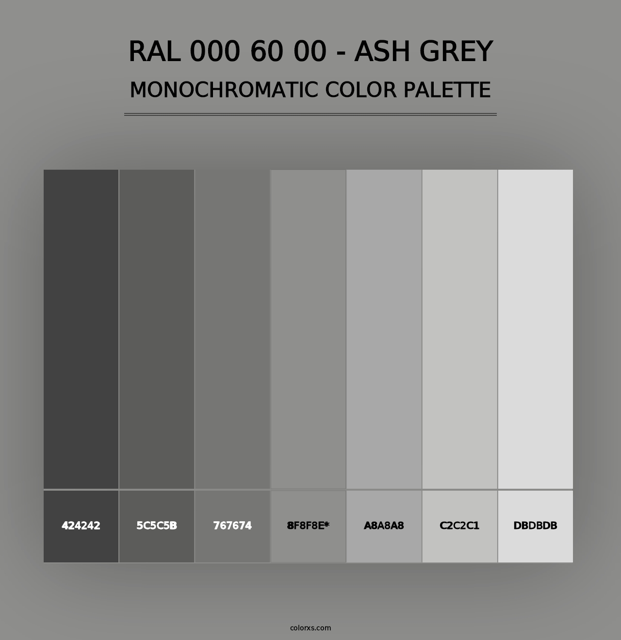 RAL 000 60 00 - Ash Grey - Monochromatic Color Palette