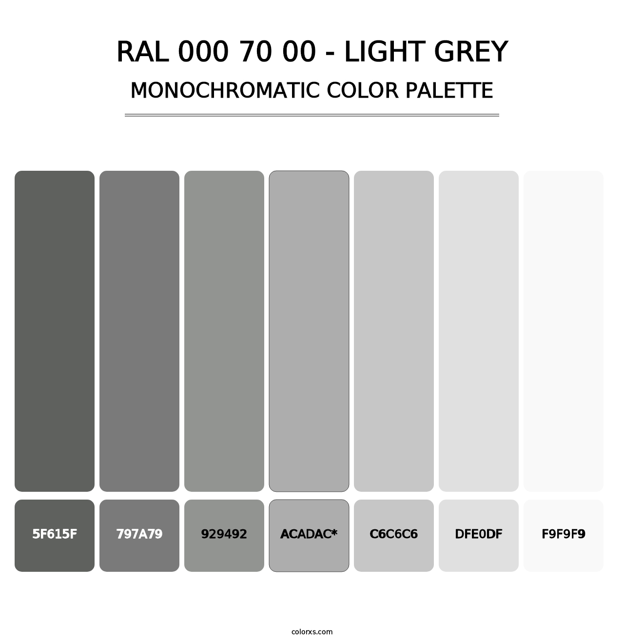 RAL 000 70 00 - Light Grey - Monochromatic Color Palette